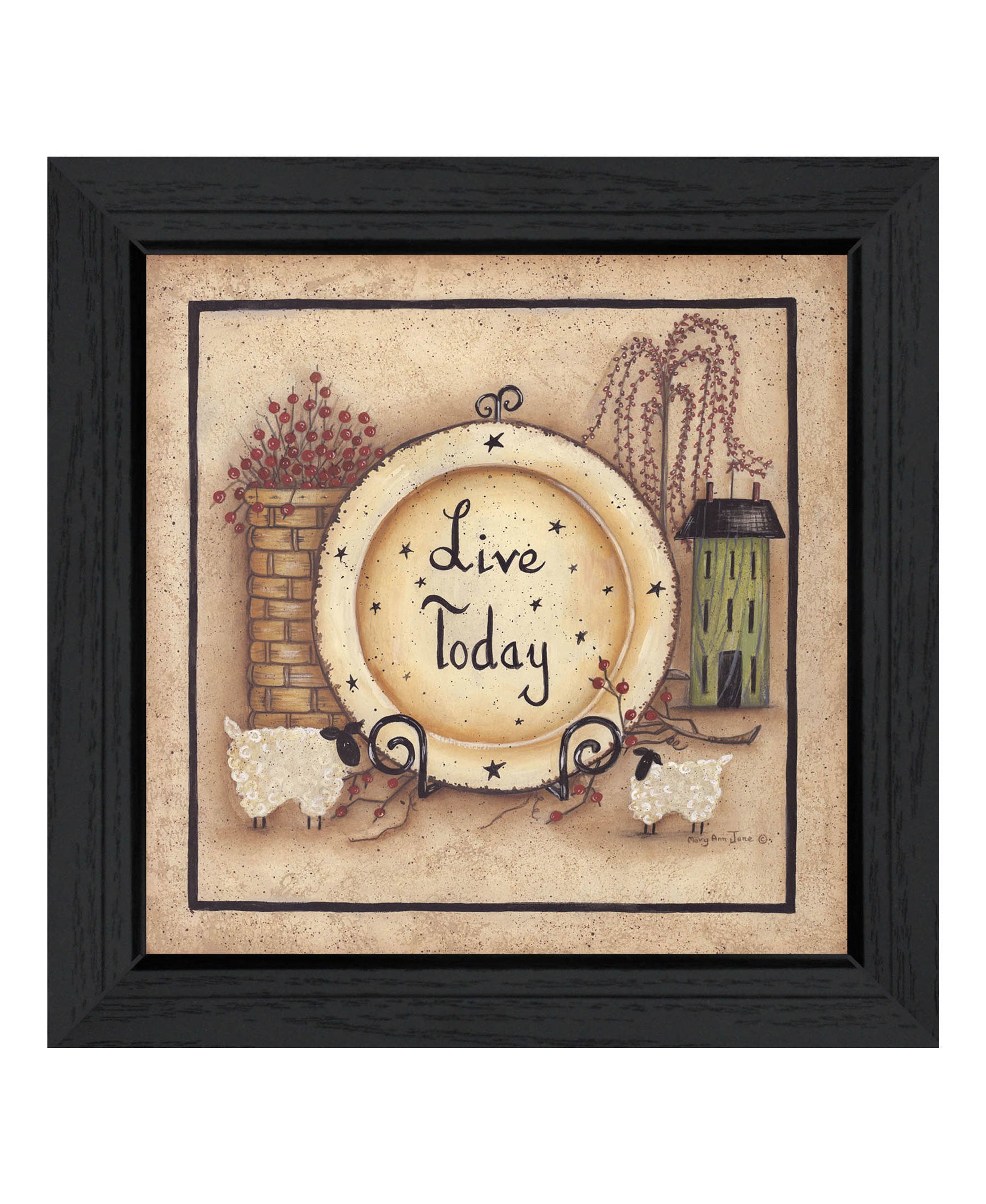 "Live Today" by Mary Ann June, Ready to Hang Framed Print, Black Frame