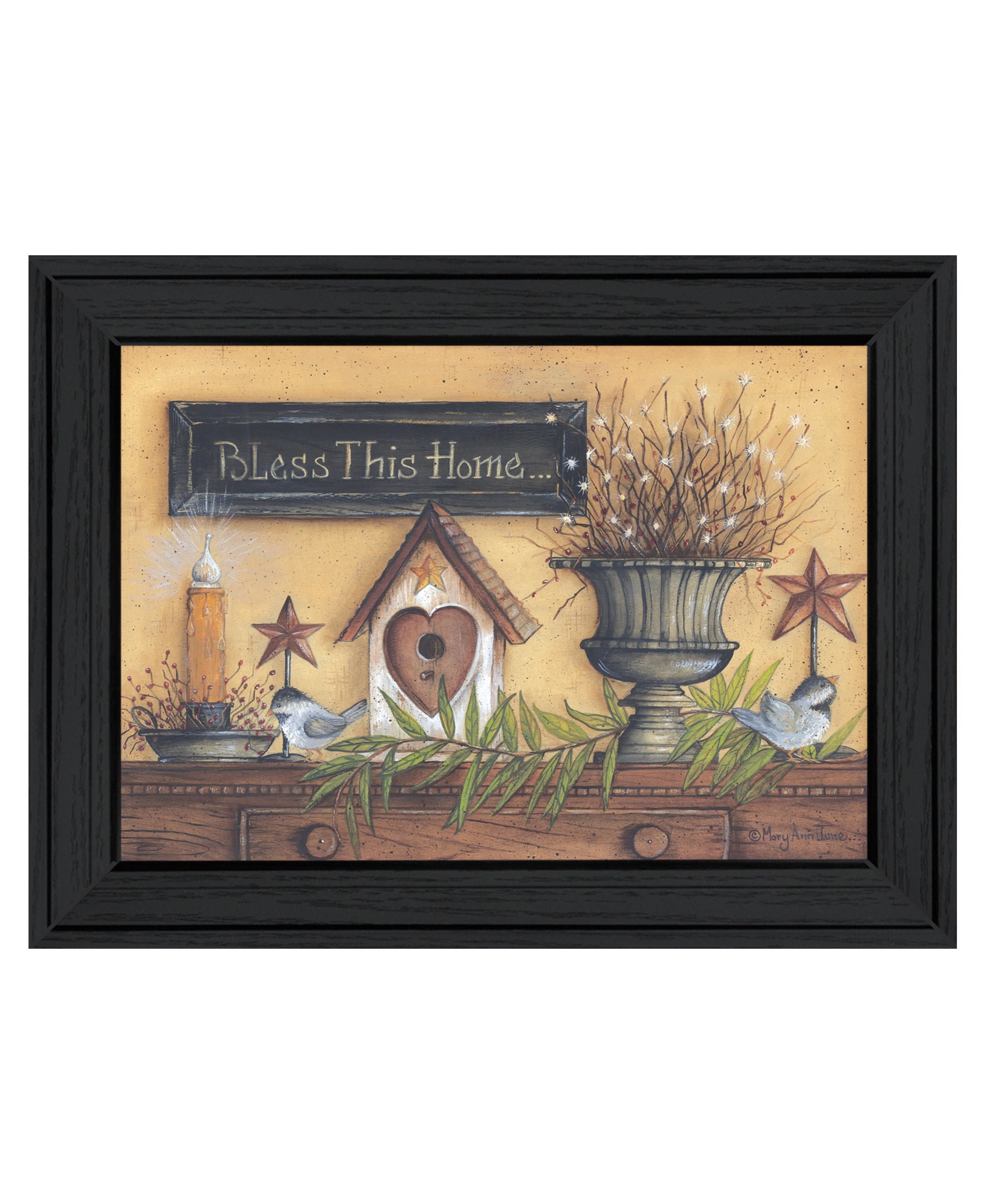 "Bless this Home" by Mary Ann June, Ready to Hang Framed Print, Black Frame