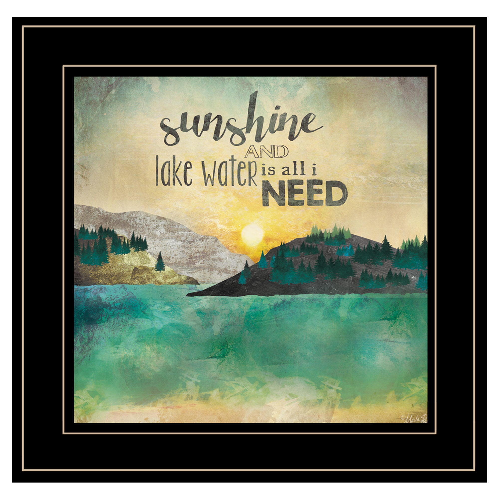 "Sunshine And Lake Water" by Marla Rae, Ready to Hang Framed Print, Black Frame