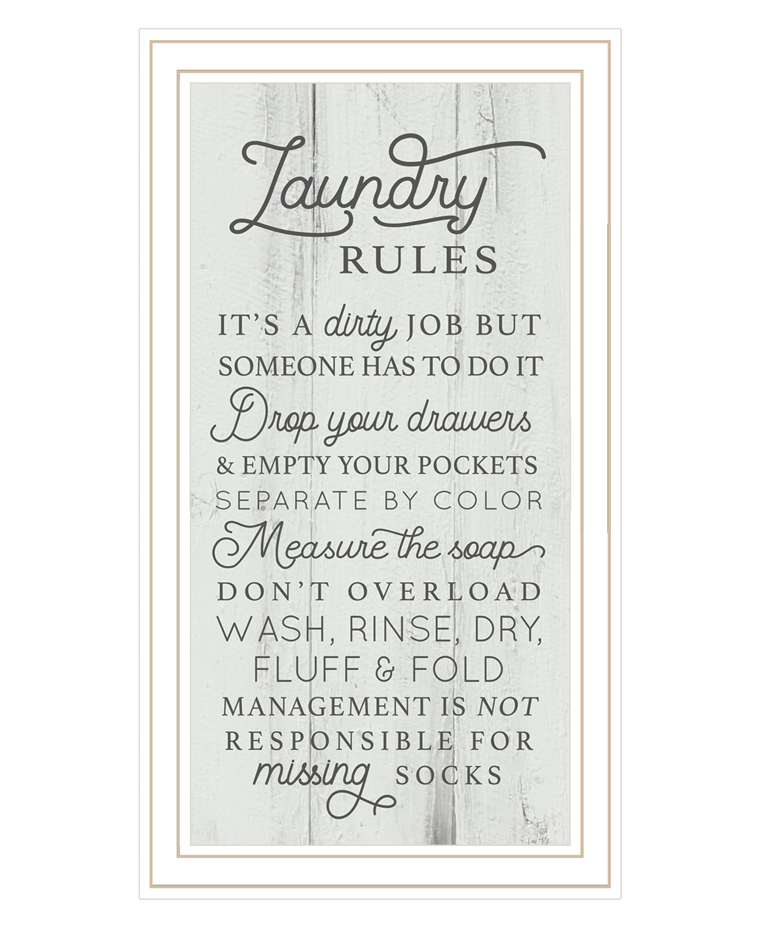 "Laundry Rules" by Lux+ Me Designs, Ready to Hang Framed Print, White Frame