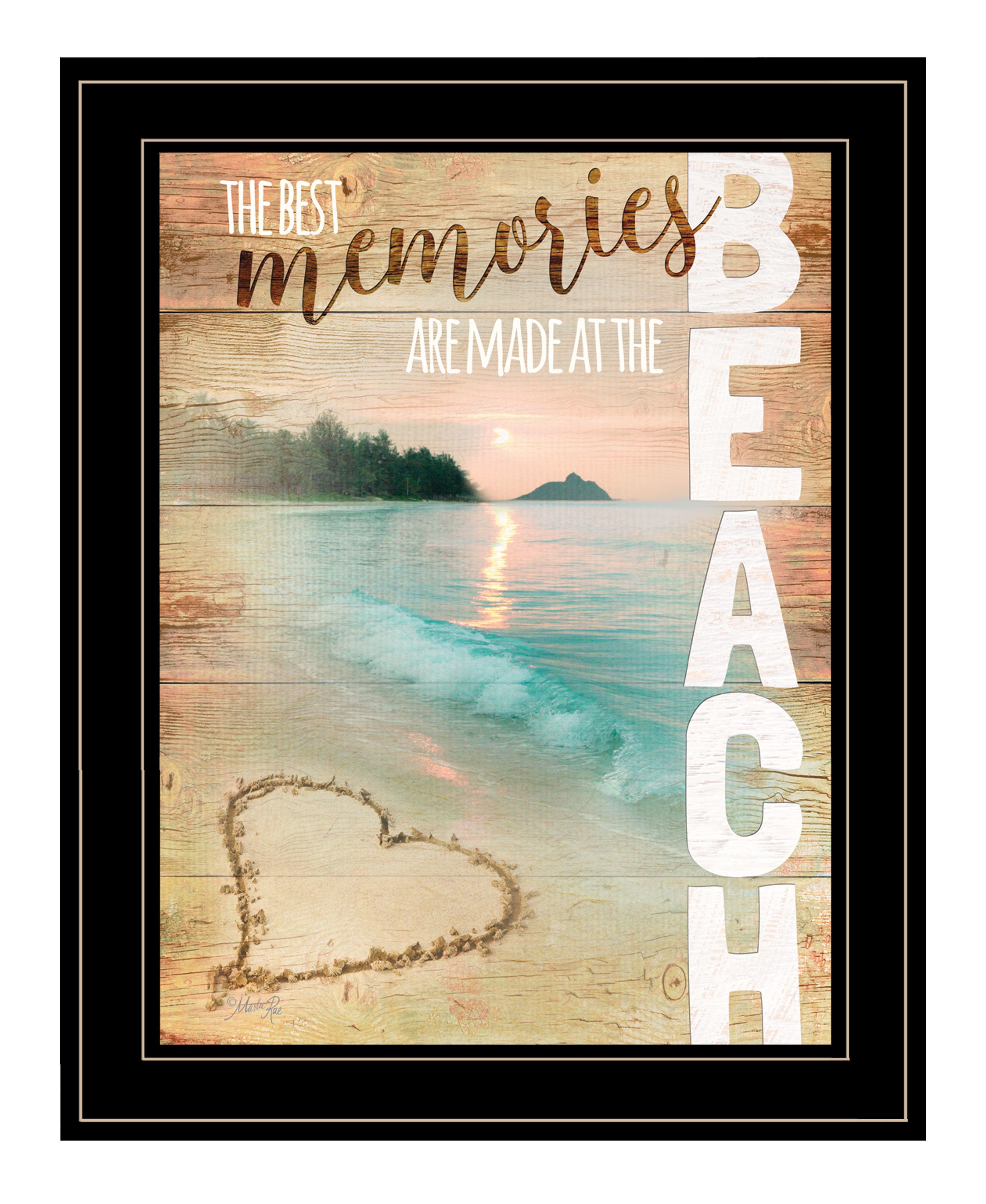 "Beach Memories" by Marla Rae, Ready to Hang Framed Print, Black Frame