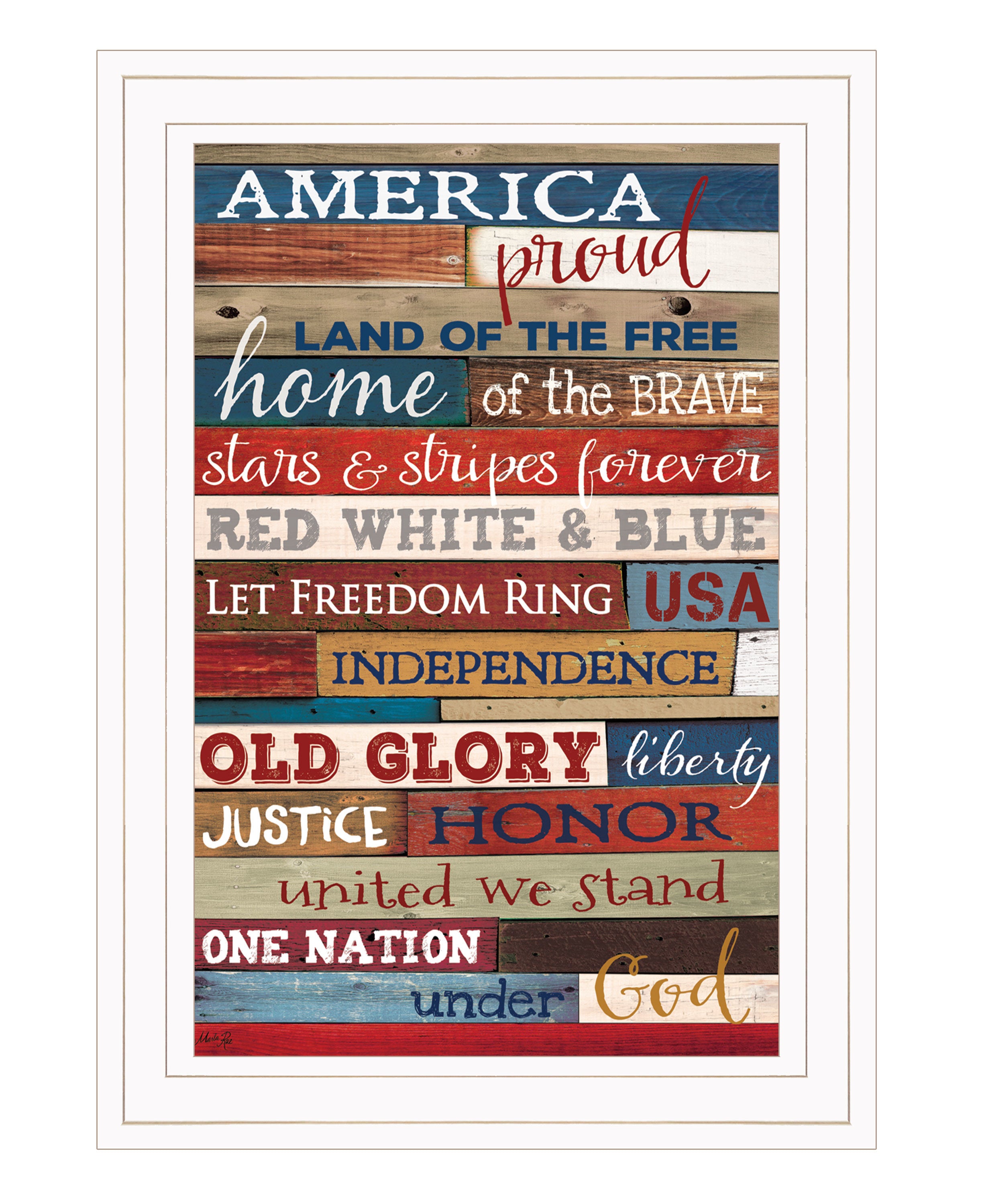 "America Proud" by Marla Rae, Ready to Hang Framed Print, White Frame