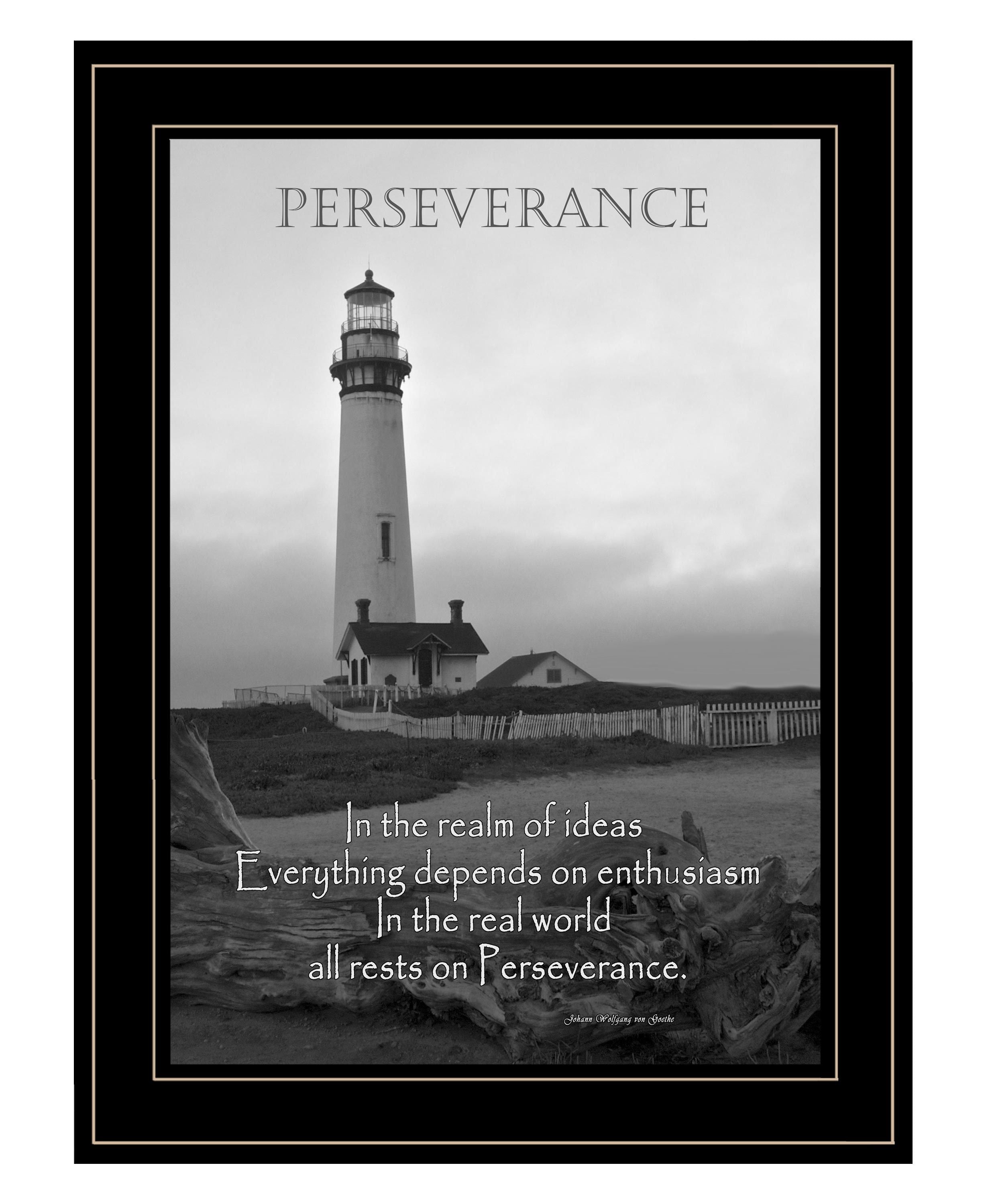 "Perseverance (Grayscale)" by Trendy Decor 4U, Ready to Hang Framed Print, Black Frame