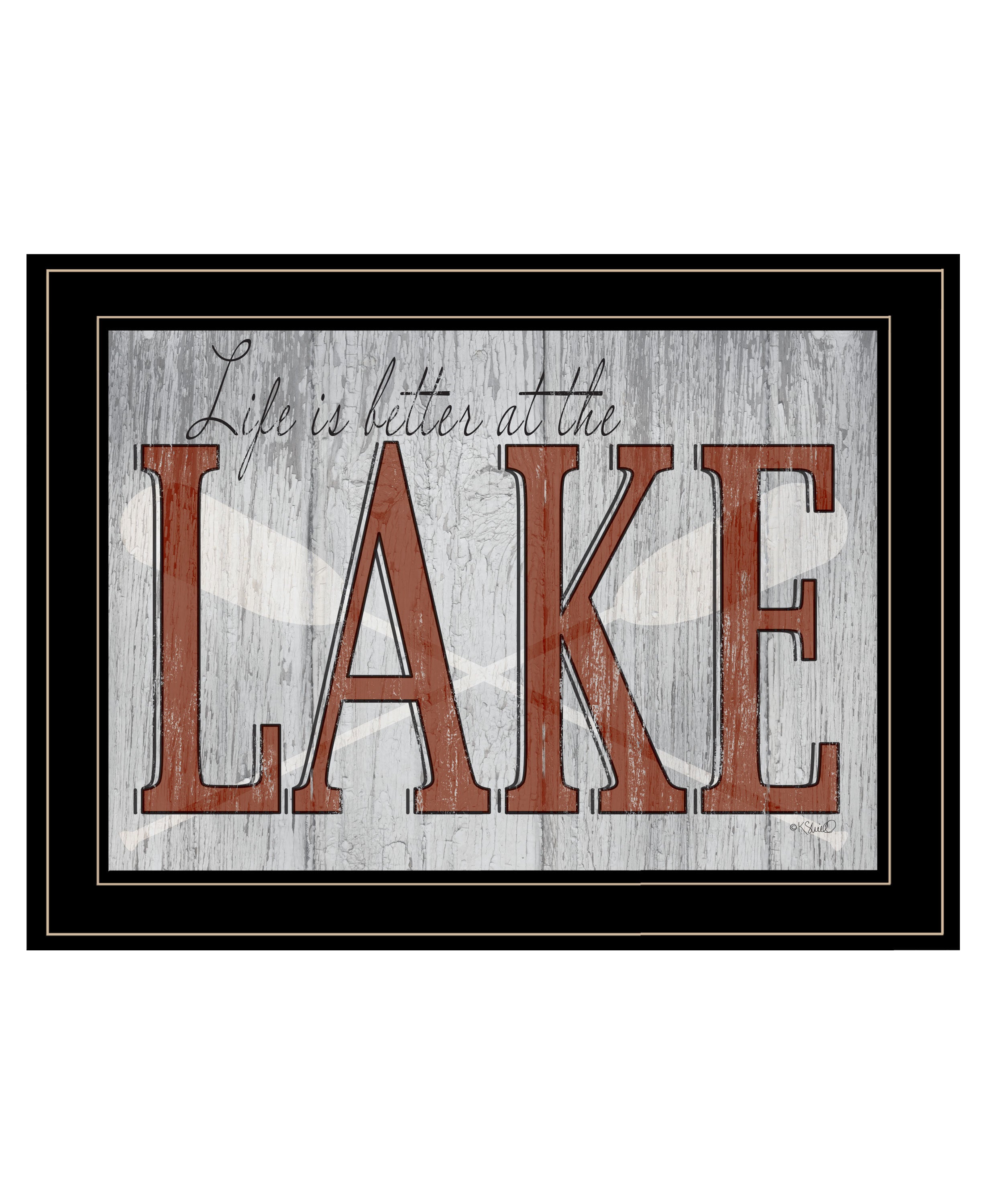 "Life is Better at the Lake" by Kate Sherrill, Ready to Hang Framed Print, Black Frame