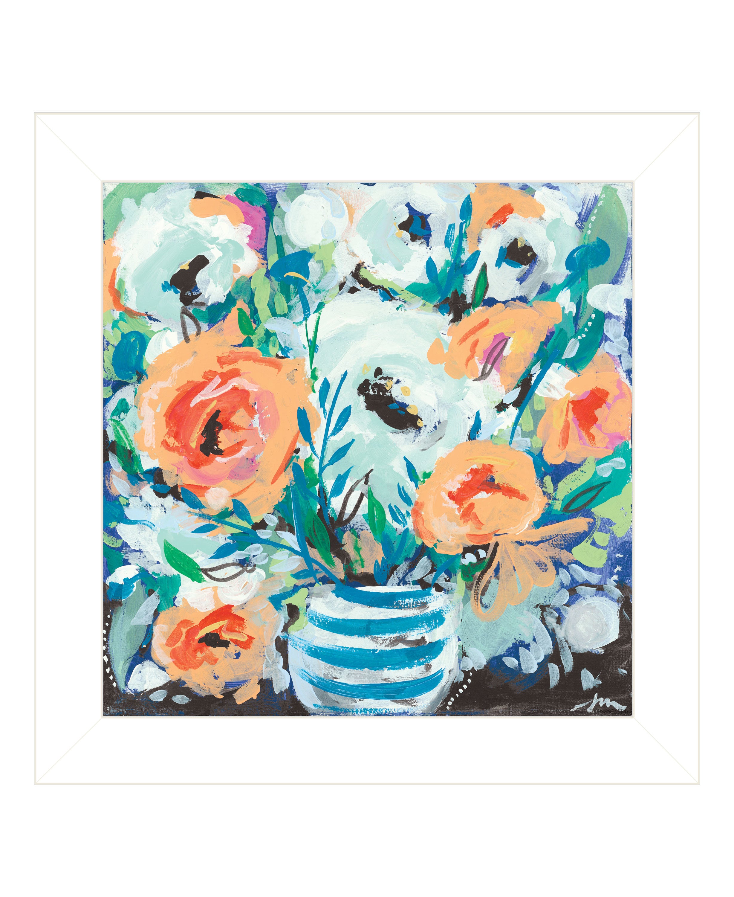 "Fancy Florals II" by Jessica Mingo, Ready to Hang Framed Print, White Frame