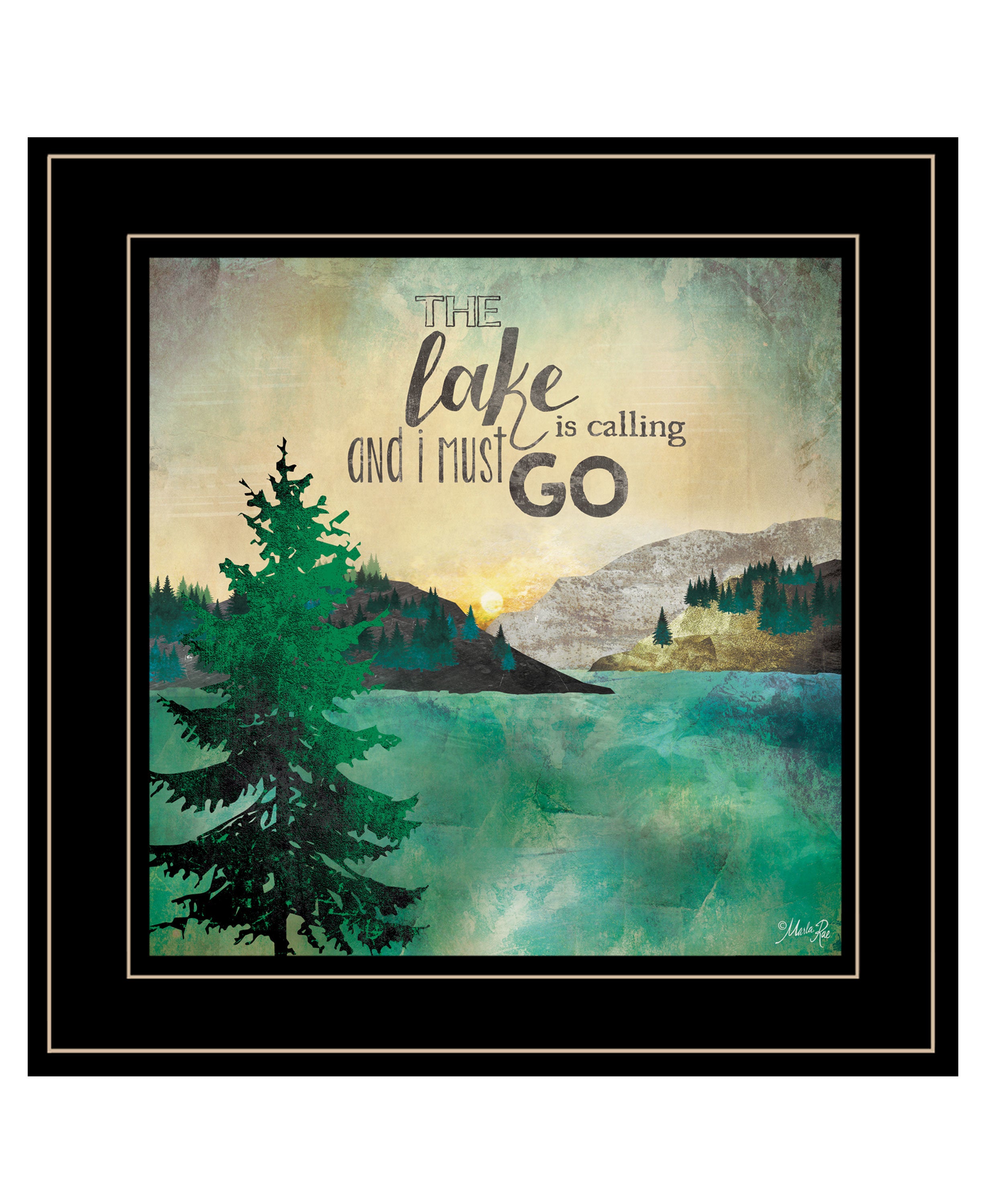 "The Lake is Calling" by Marla Rae, Ready to Hang Framed Print, Black Frame
