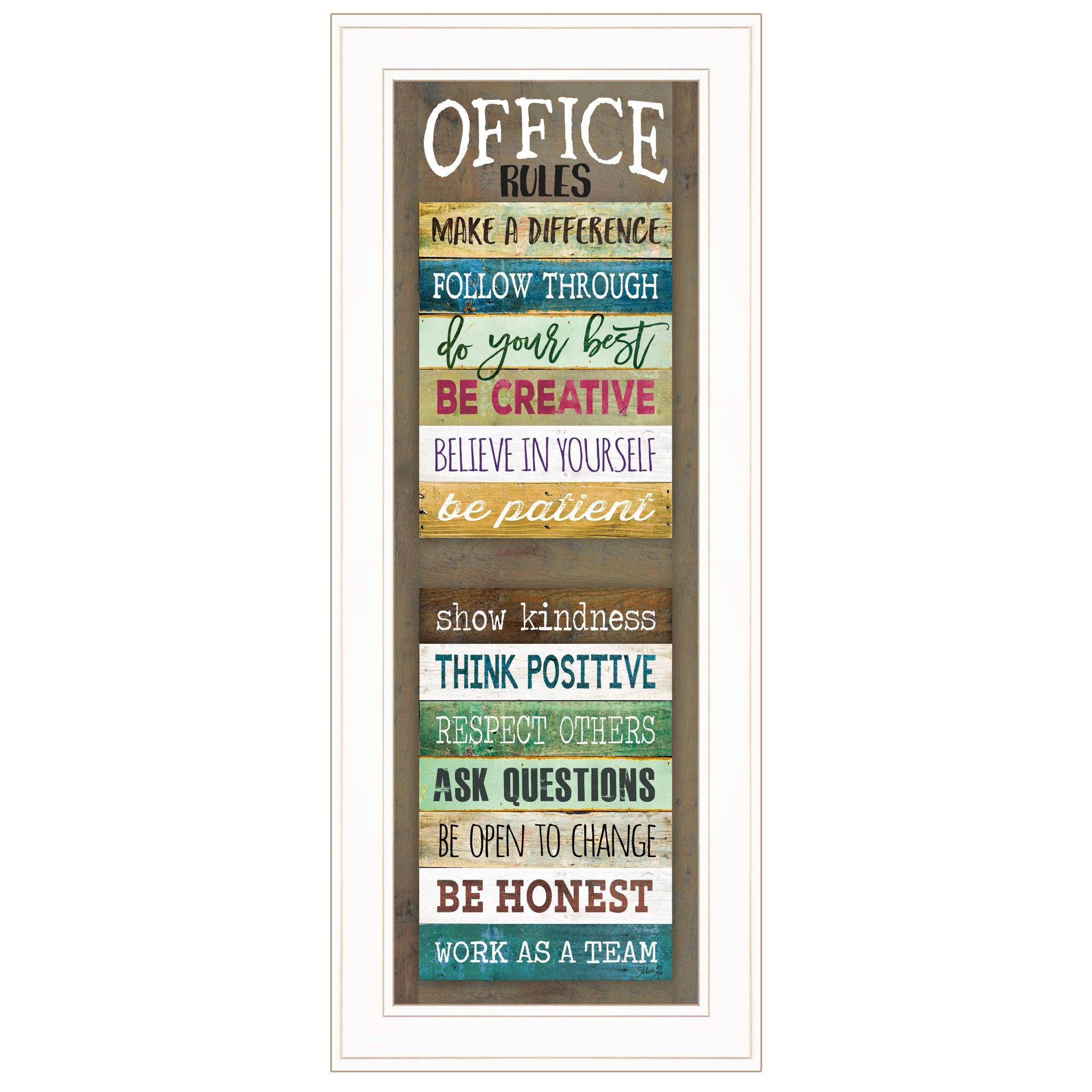 "Office Rules" By Marla Rae, Ready to Hang Framed Print, White Frame