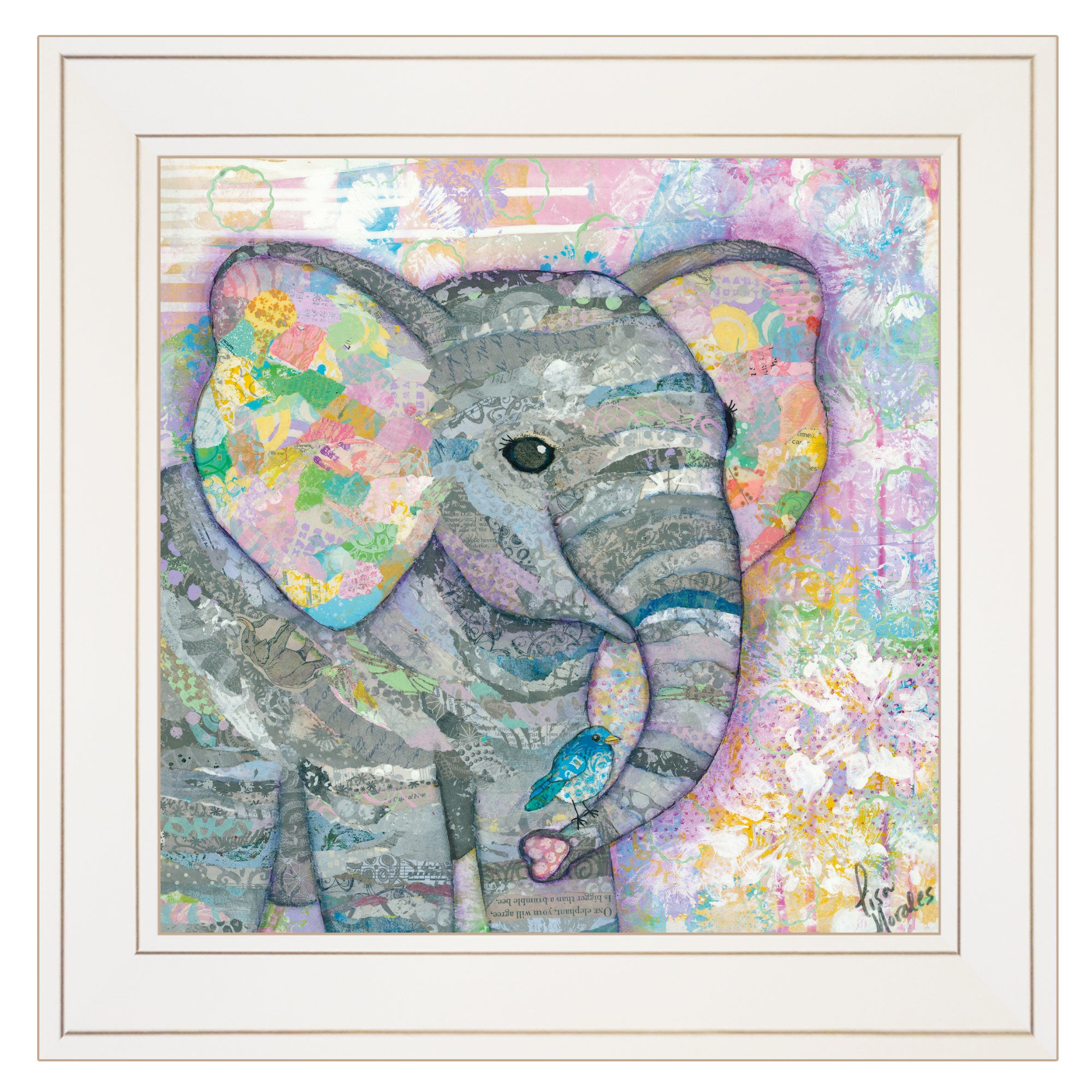 "Elephant I" By Lisa Morales, Ready to Hang Framed Print, White Frame