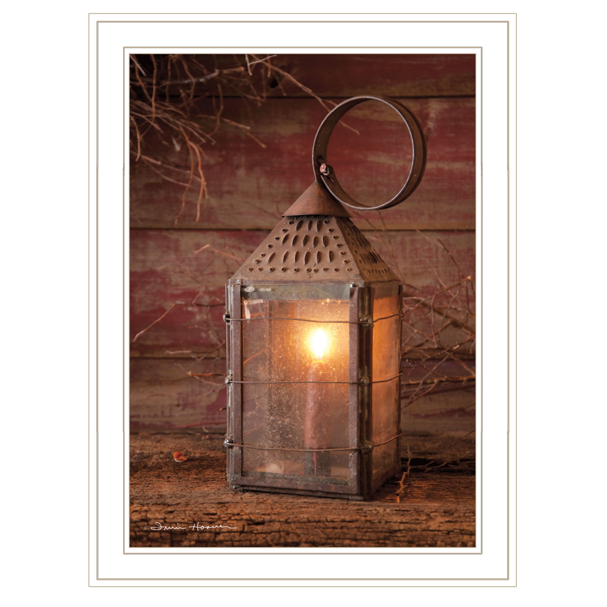 "Innkeeper's Lantern" By Irvin Hoover, Ready to Hang Framed Print, White Frame