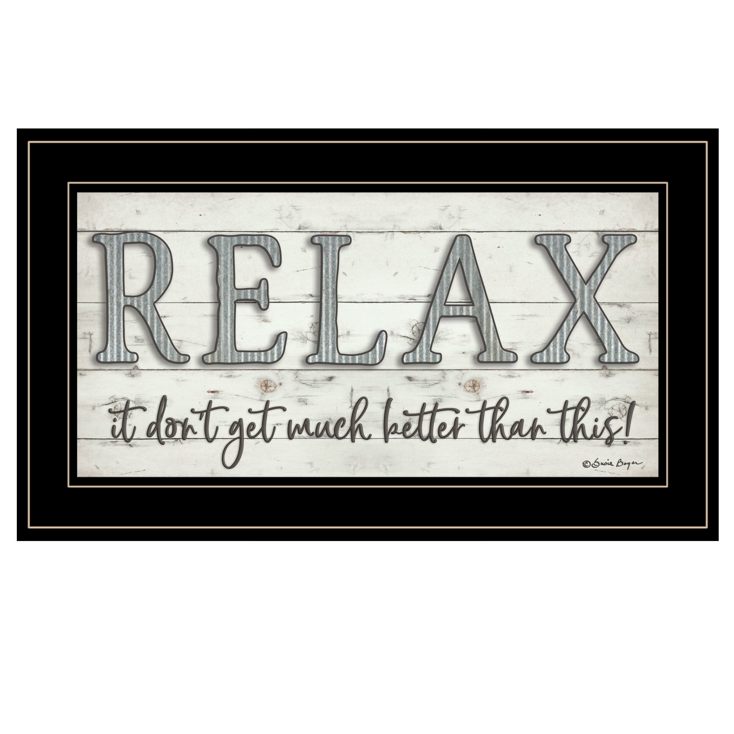 "Relax" By Susie Boyer, Ready to Hang Framed Print, Black Frame