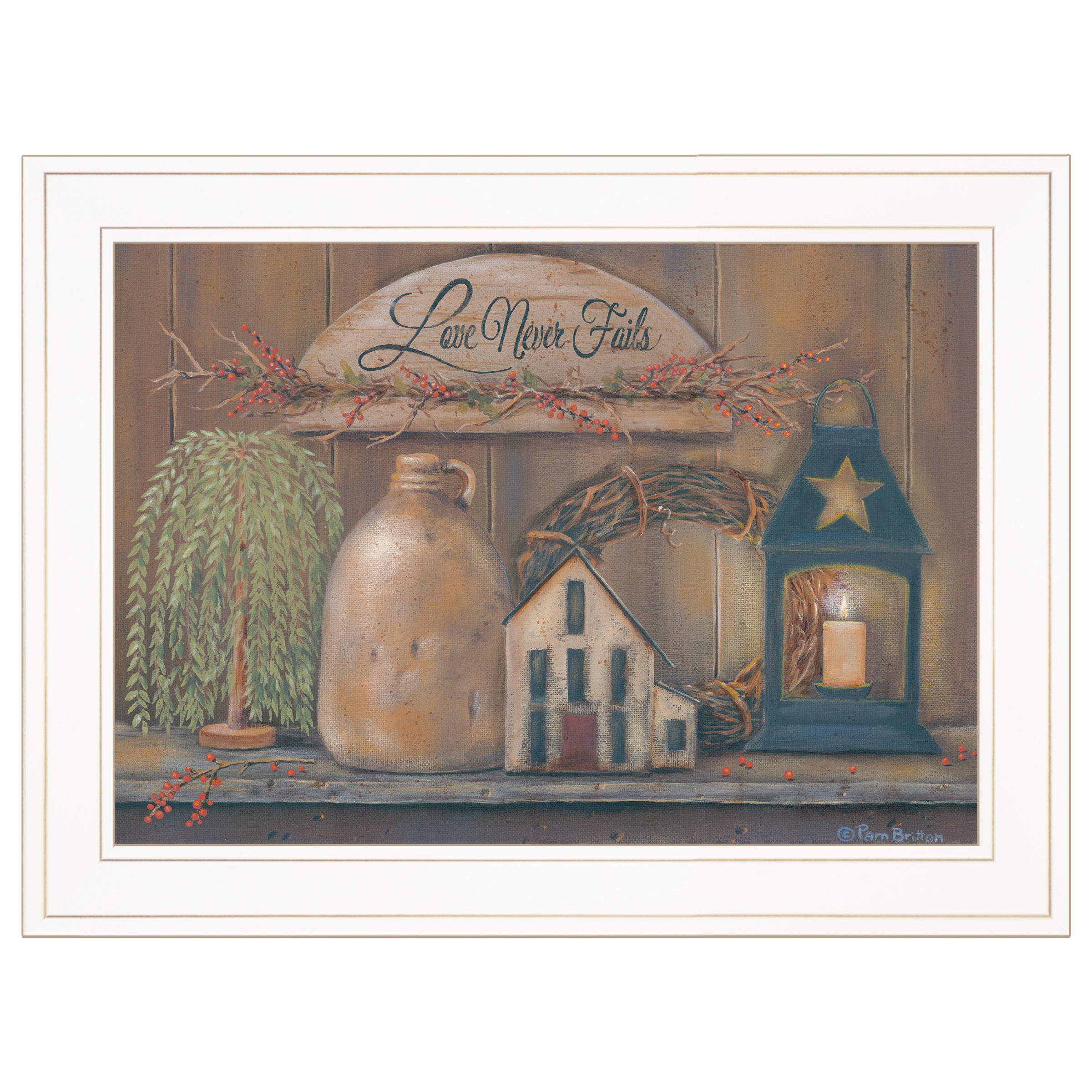 "Love Never Fails" By Pam Britton, Ready to Hang Framed Print, White Frame