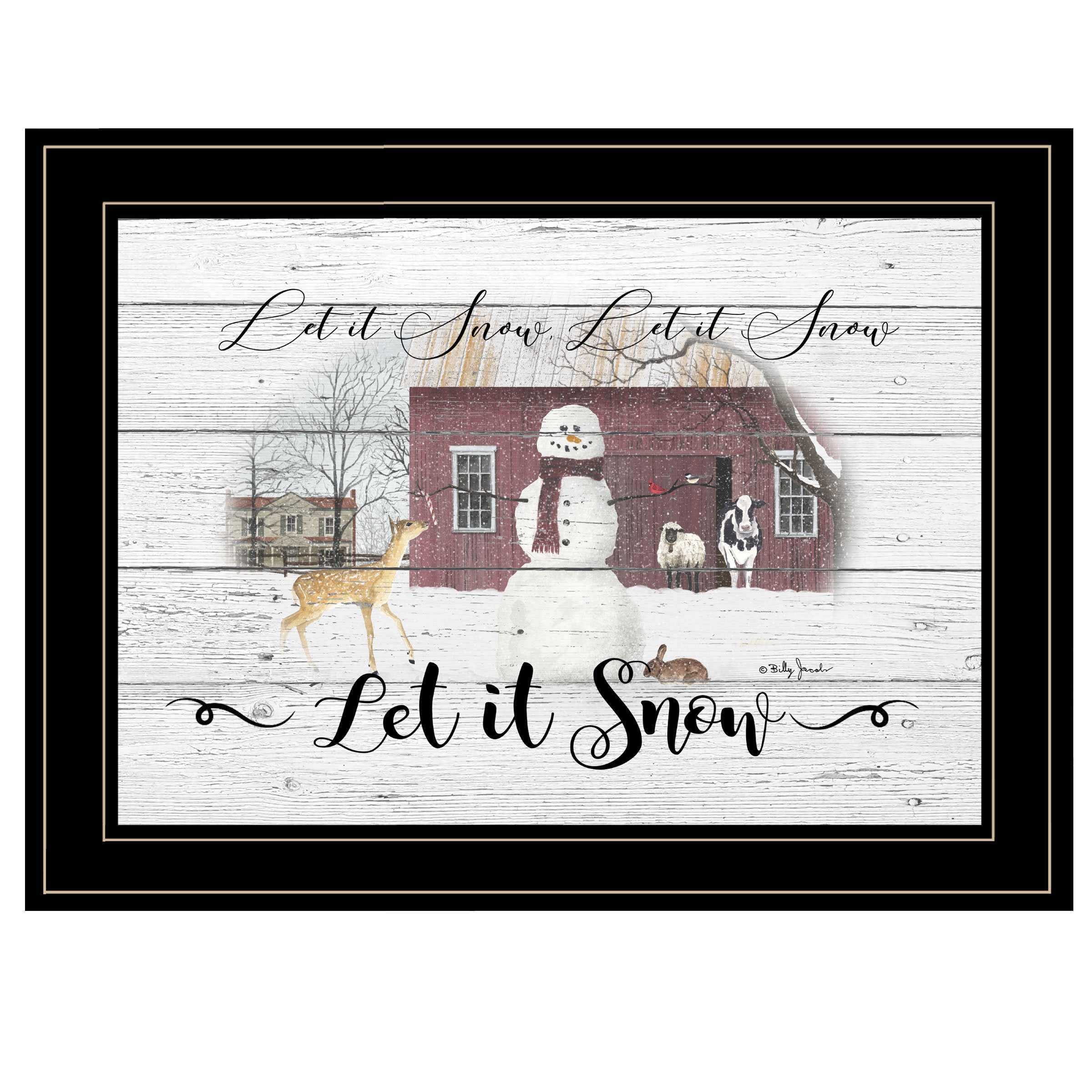 "Let It Snow" By" By Billy Jacobs, Ready to Hang Framed Print, Black Frame