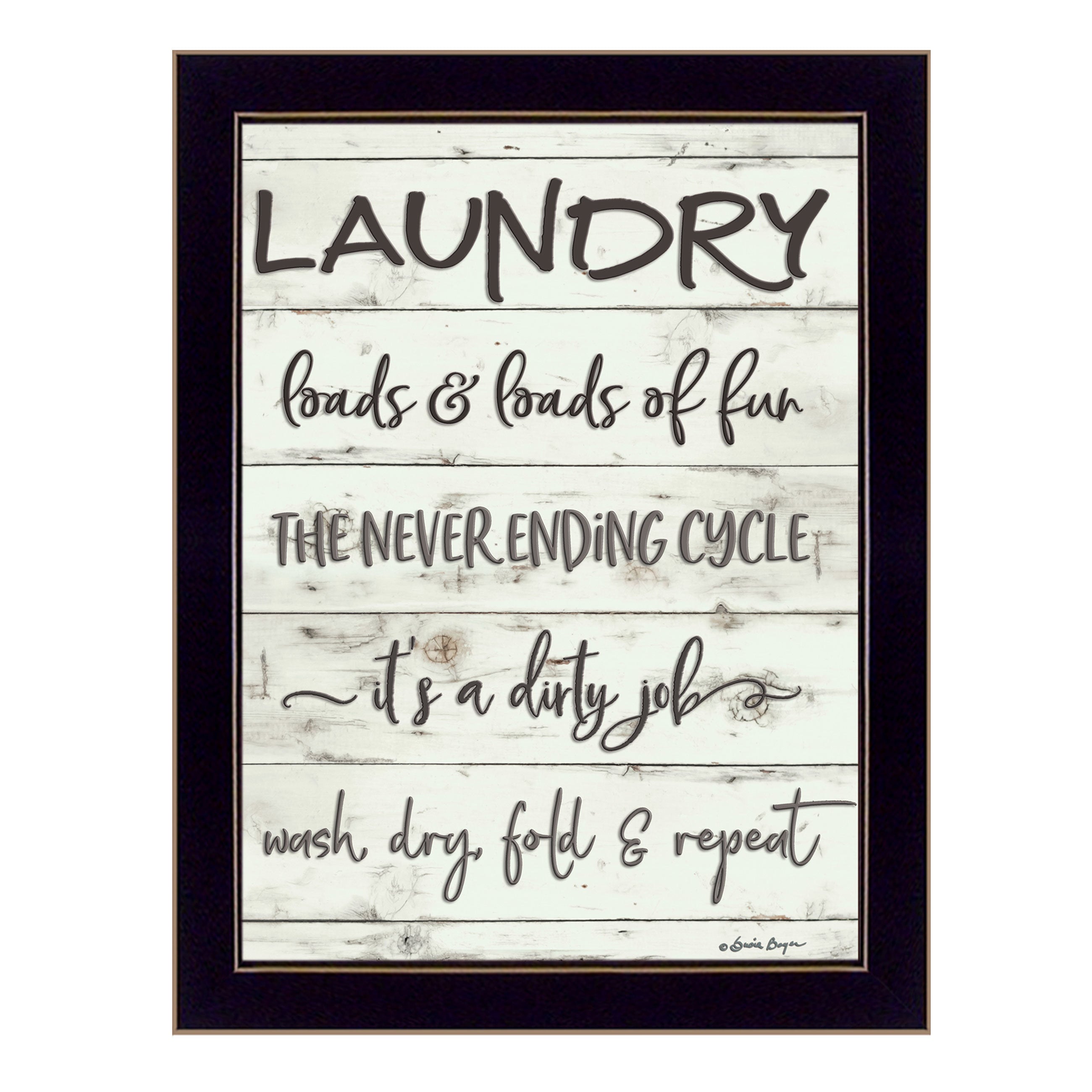 "Laundry" By Susie Boyer, Ready to Hang Framed Print, Black Frame