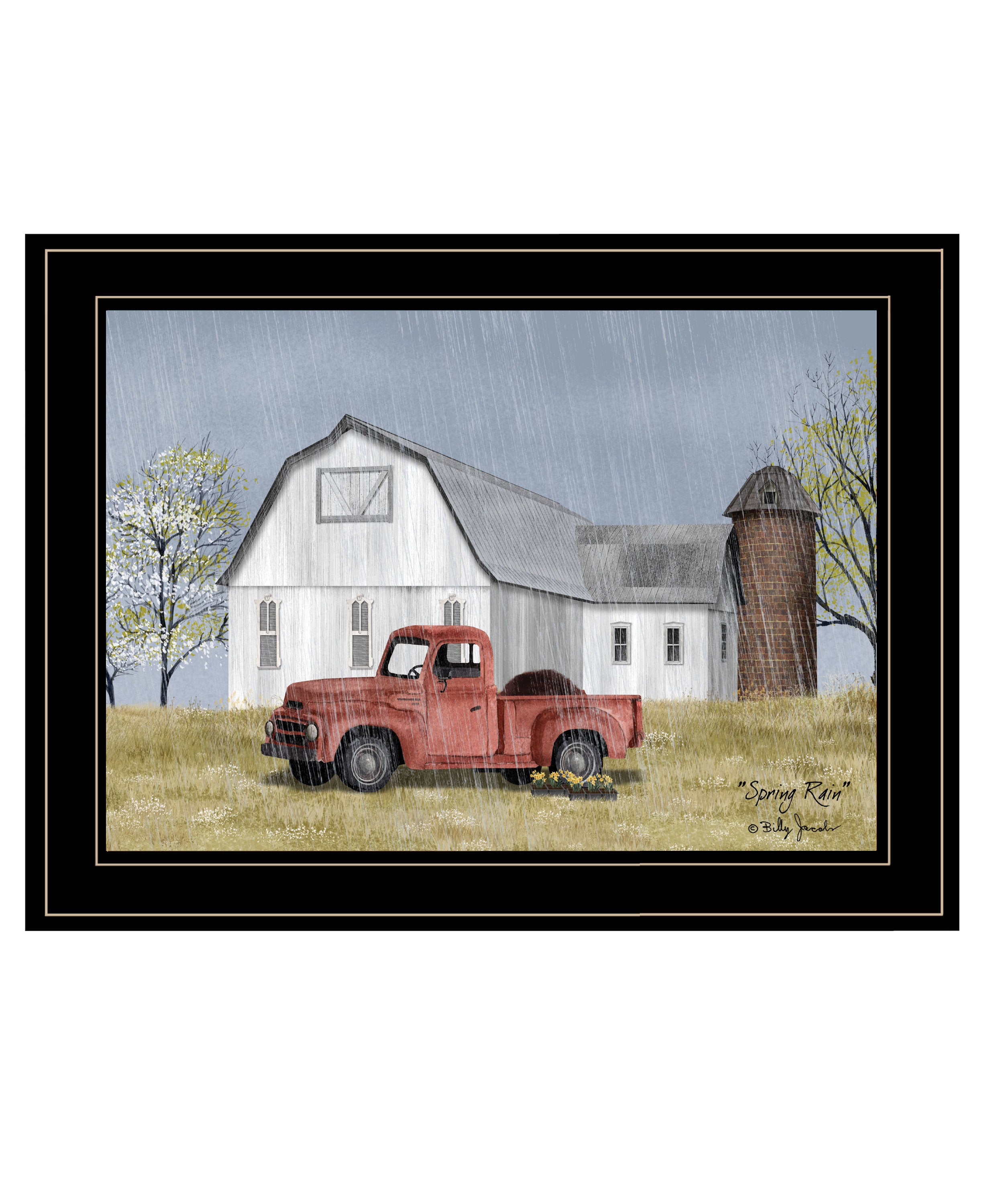 "Spring Rain" by Billy Jacobs, Ready to Hang Framed Print, Black Frame