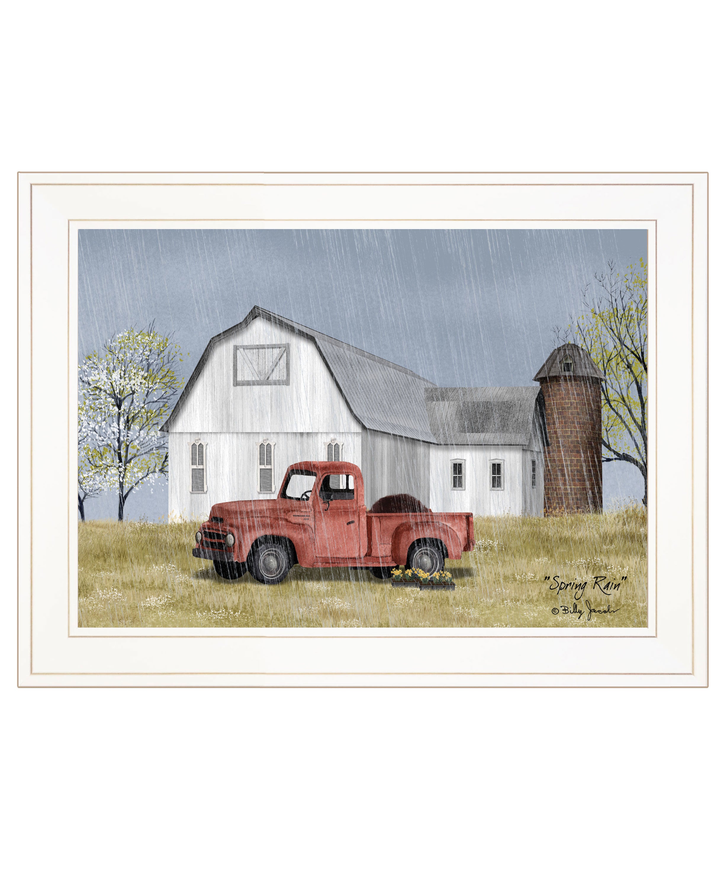 "Spring Rain" by Billy Jacobs, Ready to Hang Framed Print, White Frame