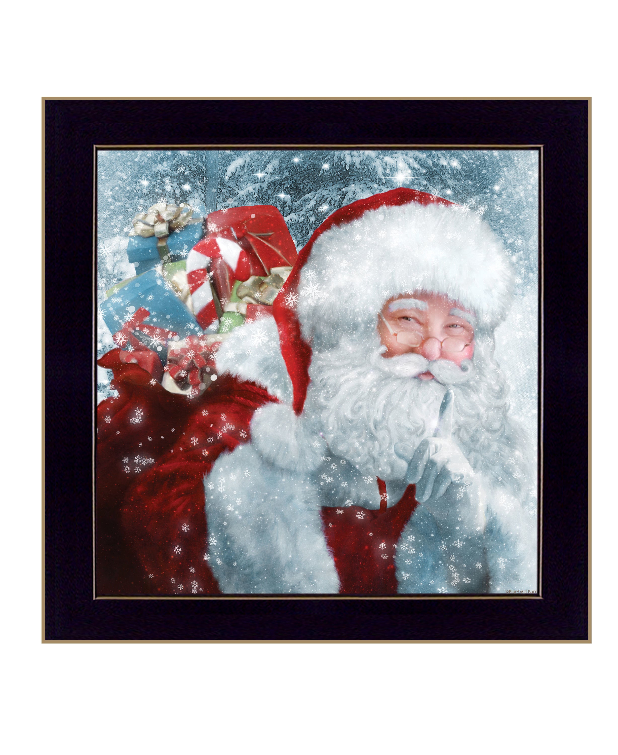 "Santa's Presents" by Bluebird Barn, Ready to Hang Framed Print, Black Frame