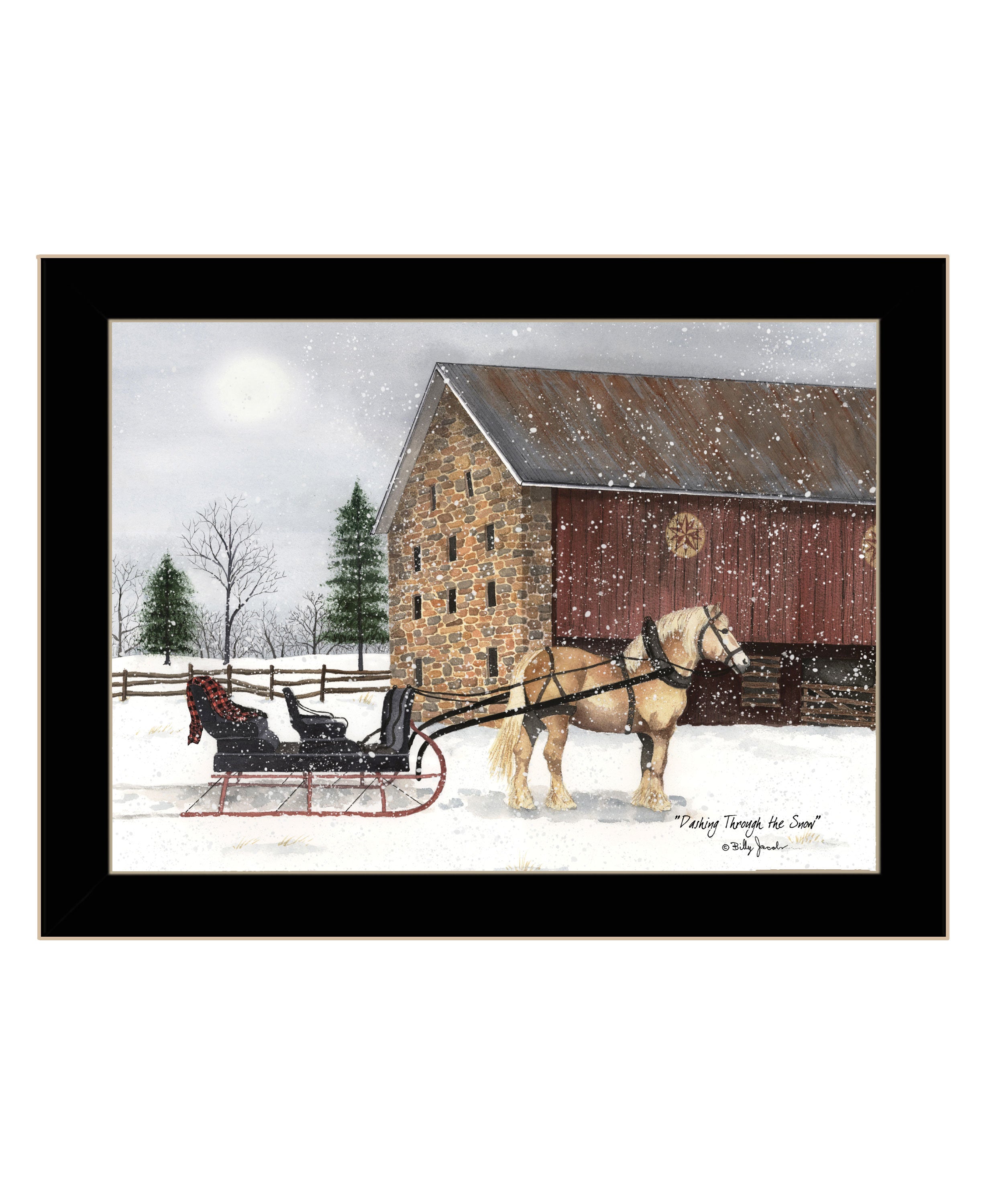 "Dashing Though The Snow" by Billy Jacobs, Ready to Hang Framed Print, Black Frame