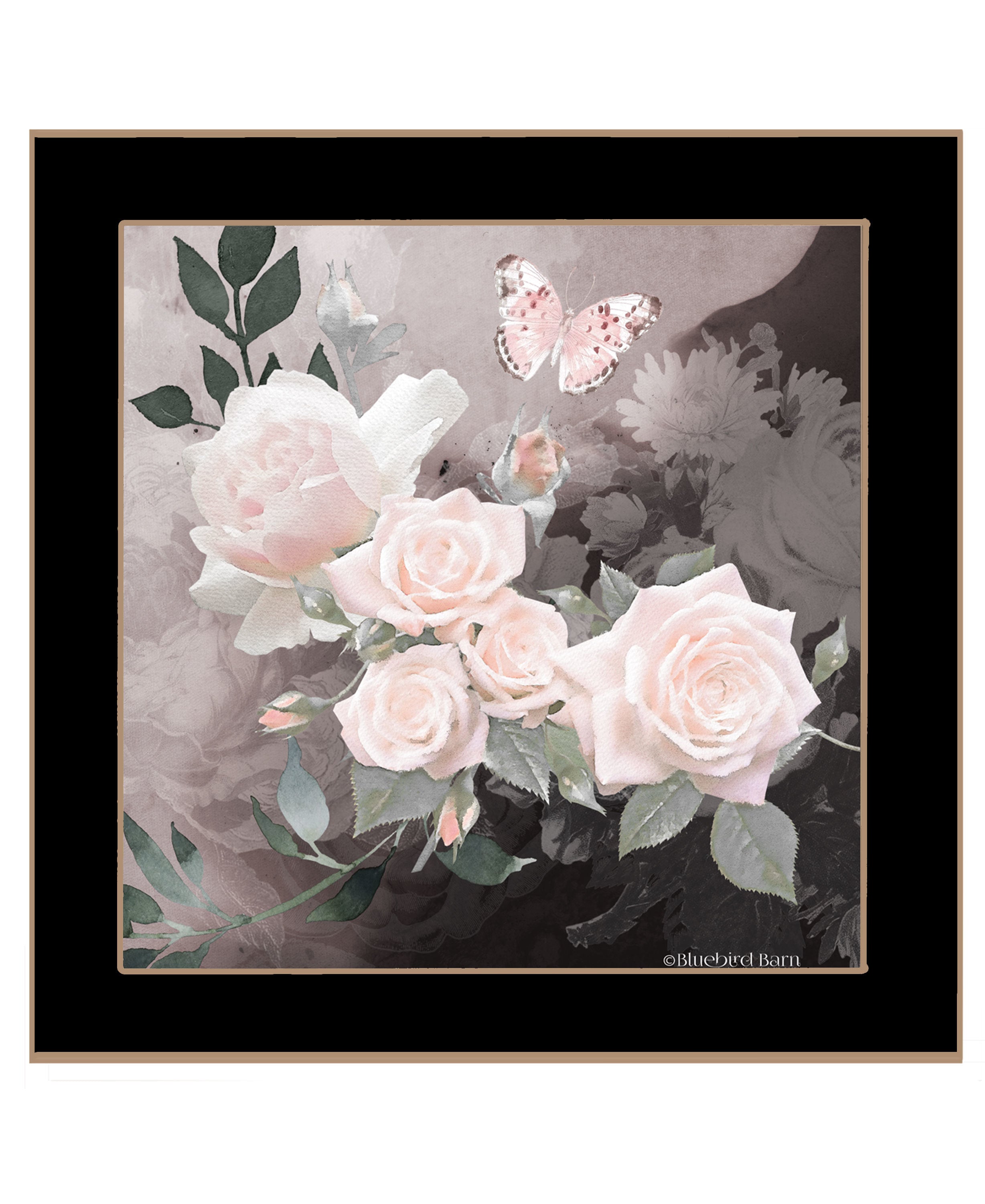 "Noir Roses 1" by Bluebird Barn, Ready to Hang Framed Print, Black Frame