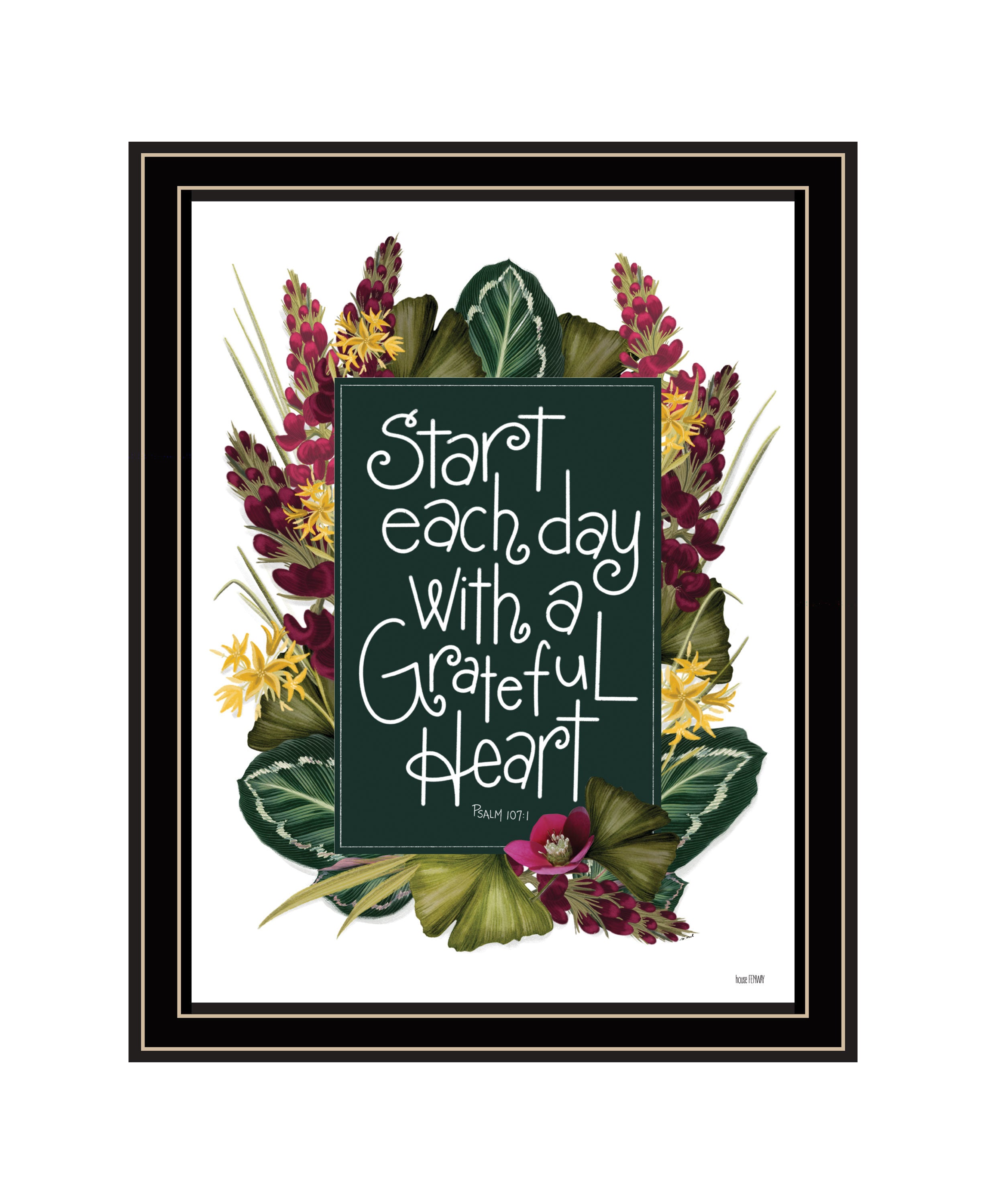 "Grateful Heart" by House Fenway, Ready to Hang Framed Print, Black Frame