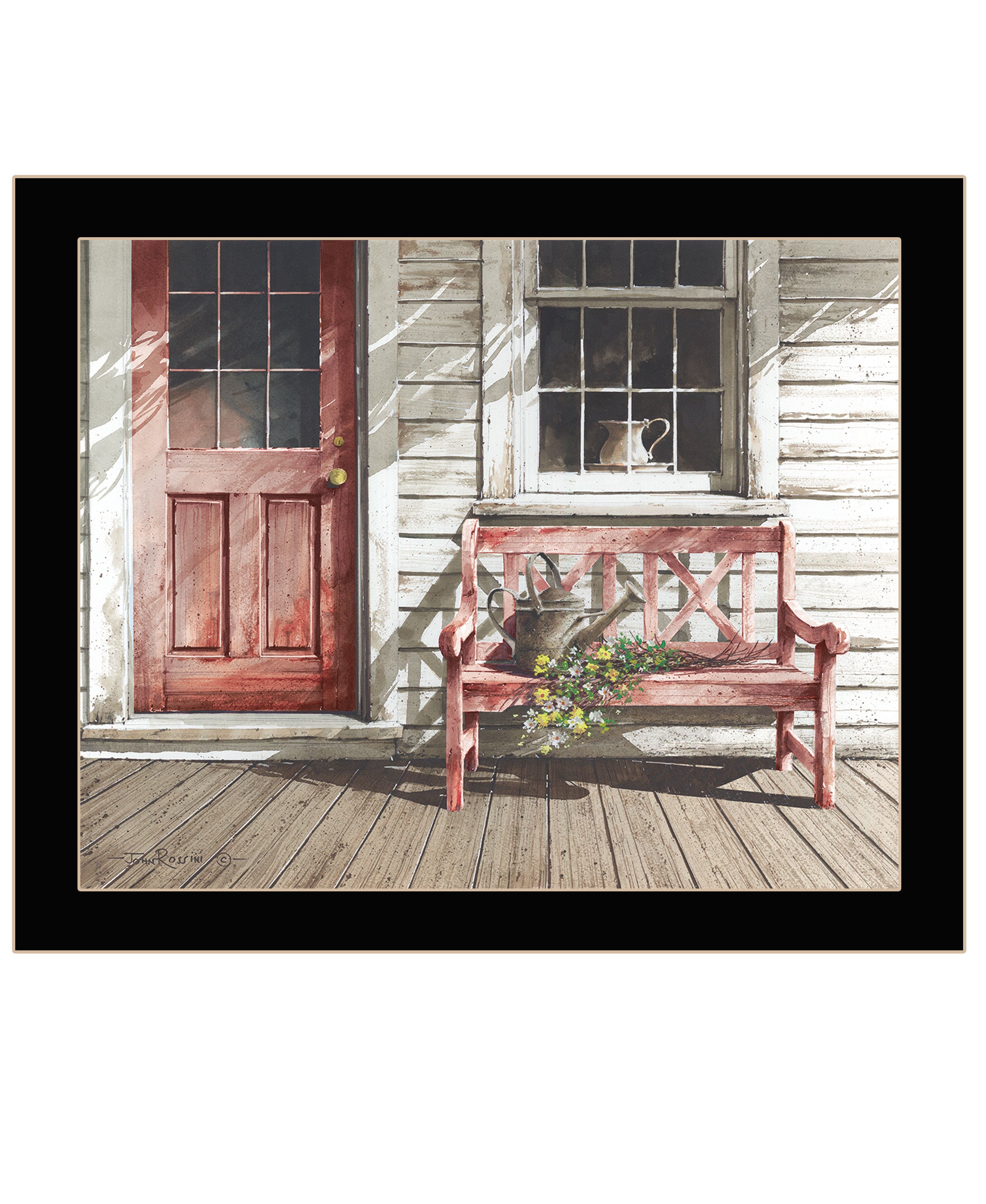 "Fresh Cut Flowers" by Artisan John Rossini, Ready to Hang Framed Print, Black Frame