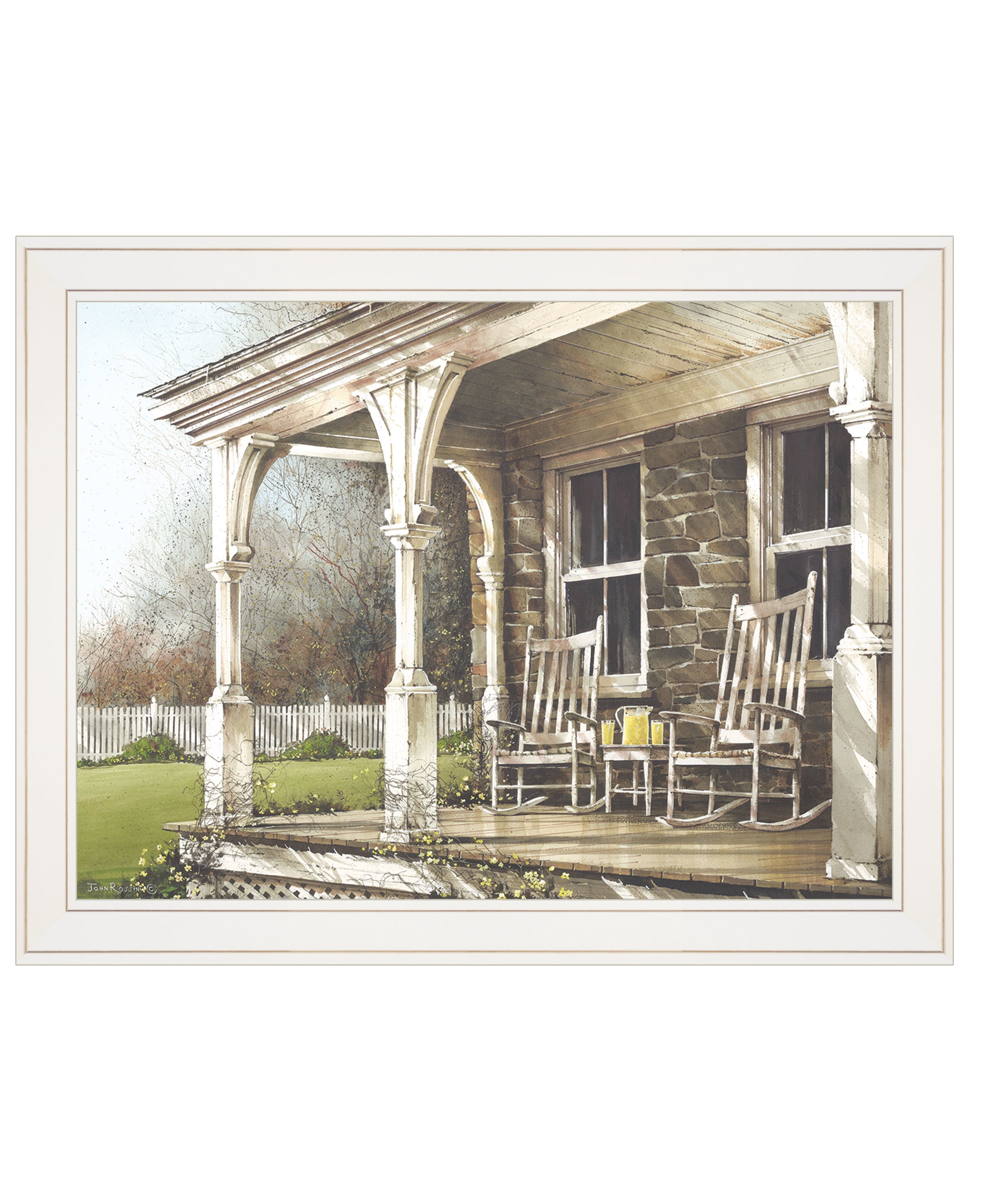 "Sunday Afternoon" by Artisan John Rossini, Ready to Hang Framed Print, White Frame