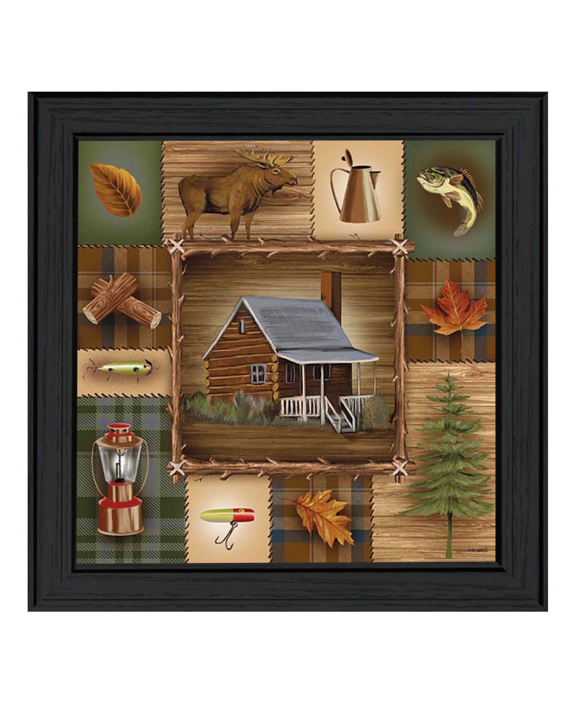 "At the Cabin" by Artisan Ed Wargo, Ready to Hang Framed Print, Black Frame