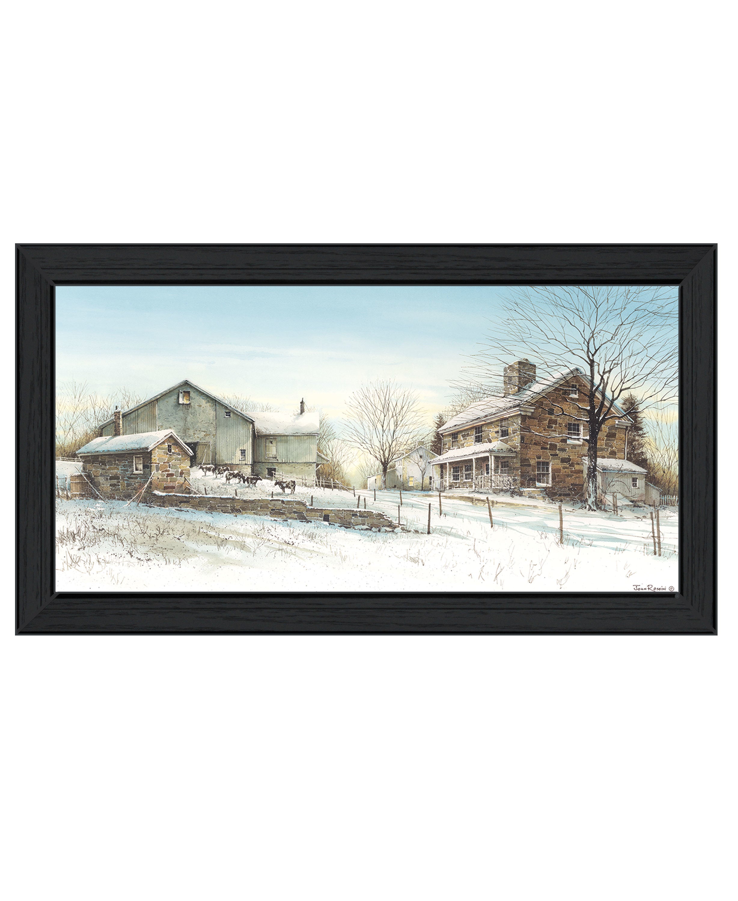 "February Morning" by Artisan John Rossini, Ready to Hang Framed Print, Black Frame