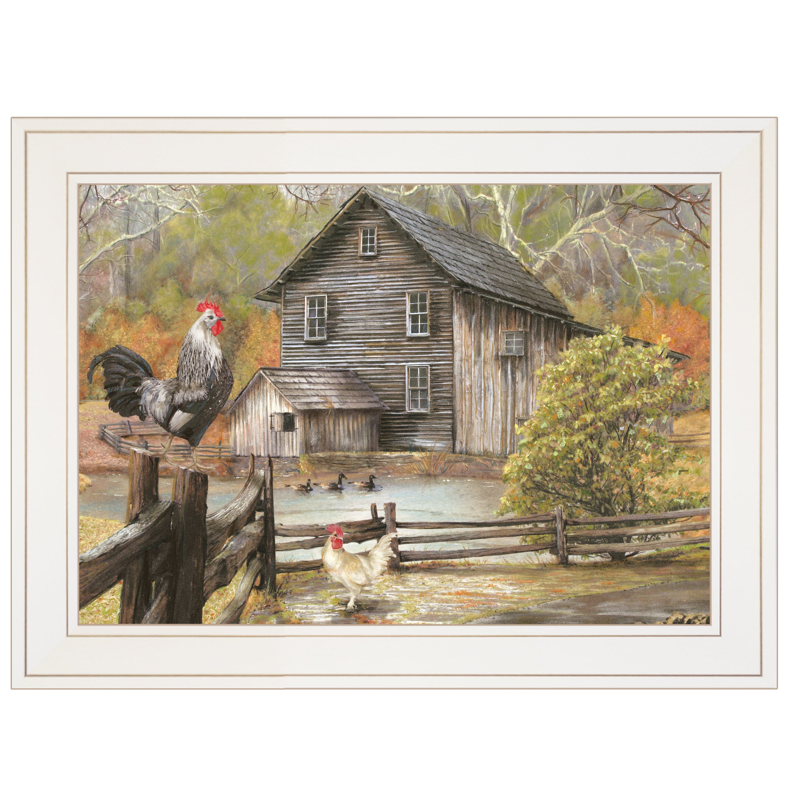 "Down on the Farm I" by Artisan Ed Wargo, Ready to Hang Framed Print, White Frame