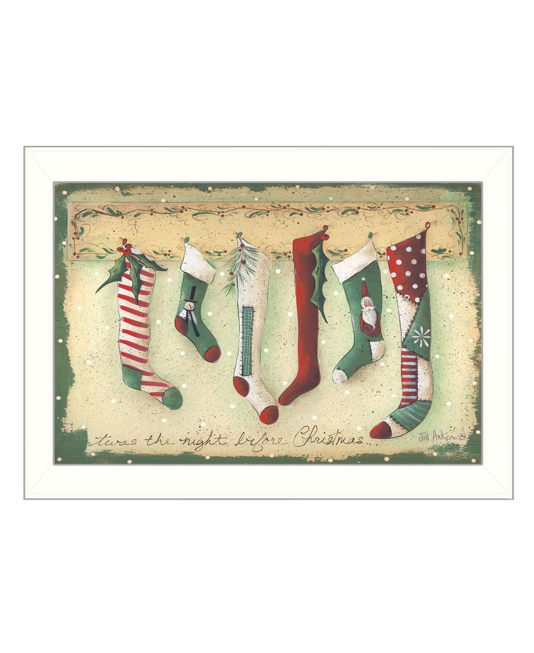 "Stockings were hung" by Artisan Jill Ankrom, Ready to Hang Framed Print, White Frame