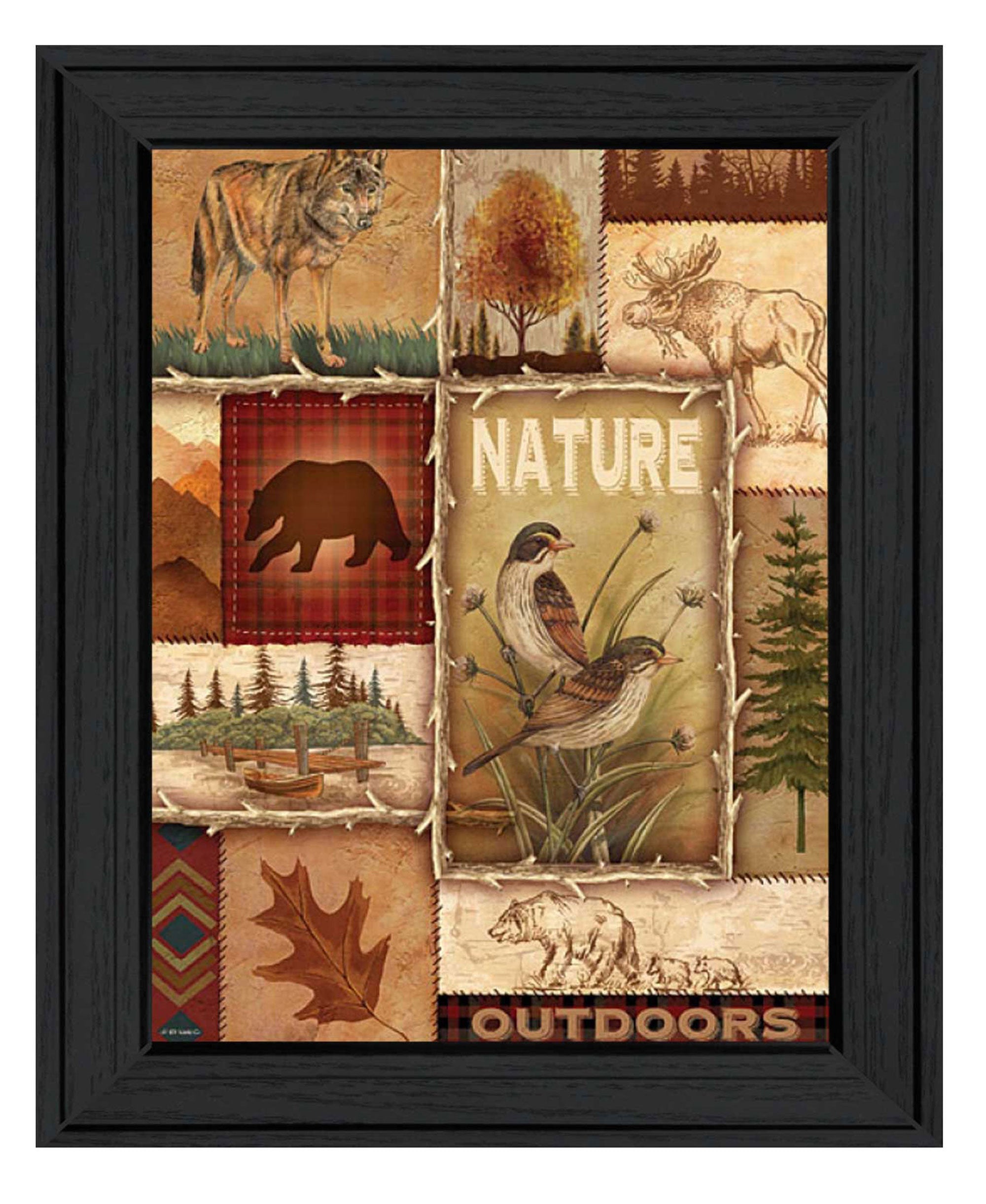 "Lodge Collage II" by Artisan Ed Wargo, Ready to Hang Framed Print, Black Frame