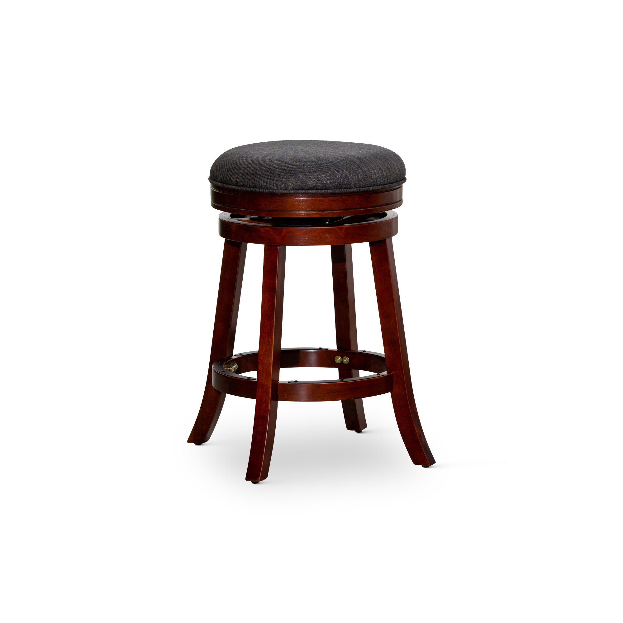 24" Counter Stool, Cherry Finish, Charcoal Fabric Seat