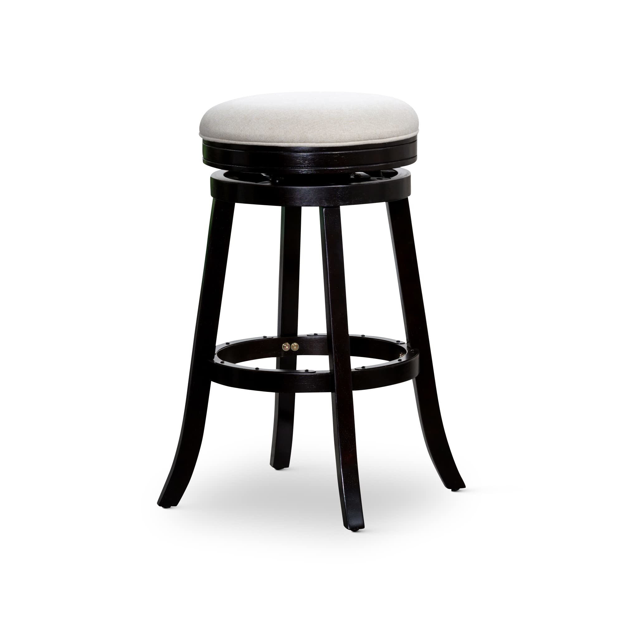 24" Counter Stool, Espresso Finish, Beige Fabric Seat