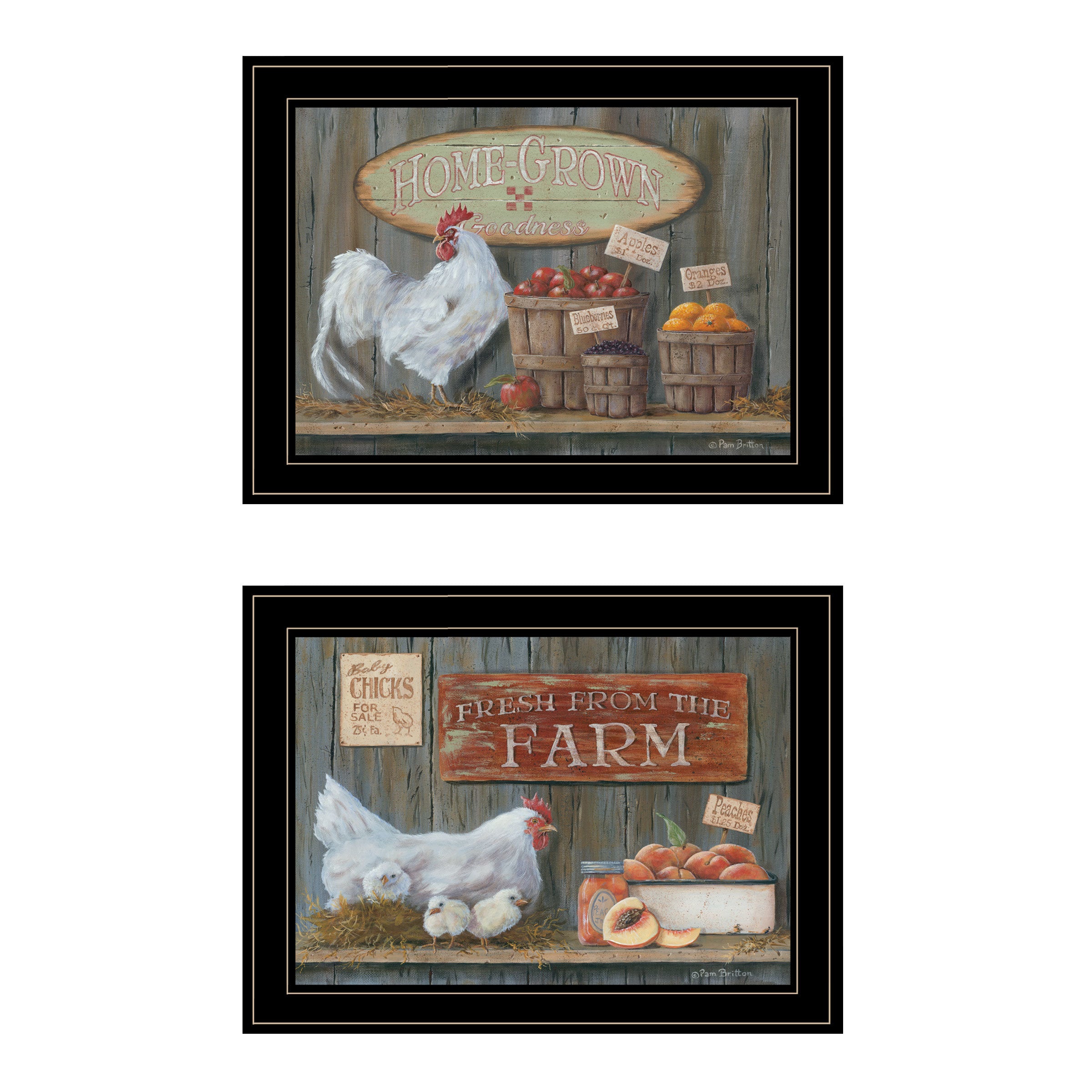 "Home Grown" 2-Piece Vignette By Pam Britton, Ready to Hang Framed Print, Black Frame