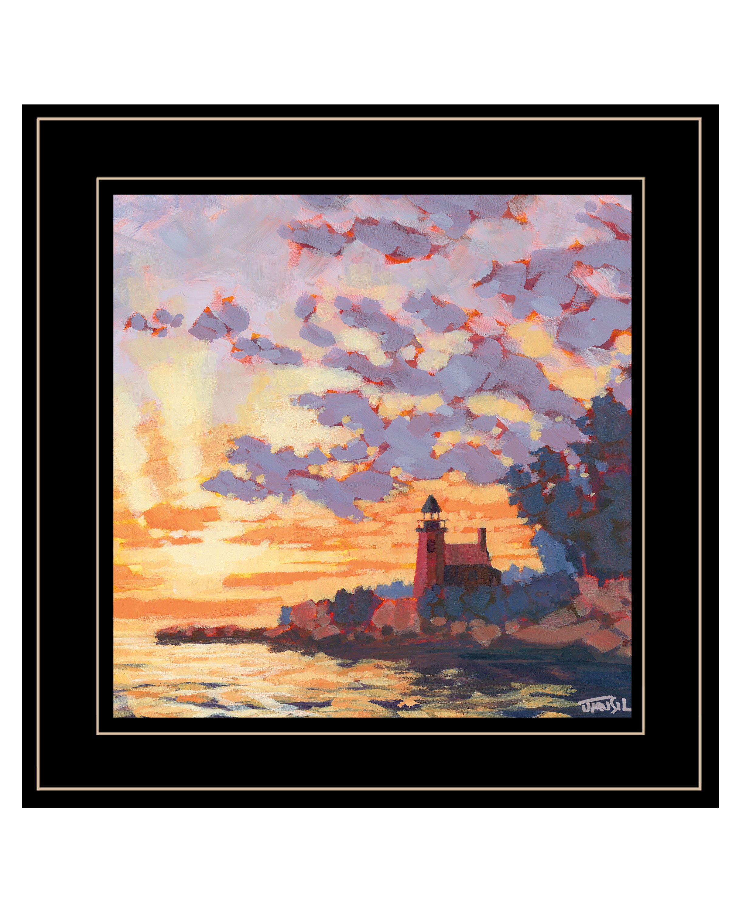 "Light House" by Jim Musial, Ready to Hang Framed Print, Black Frame