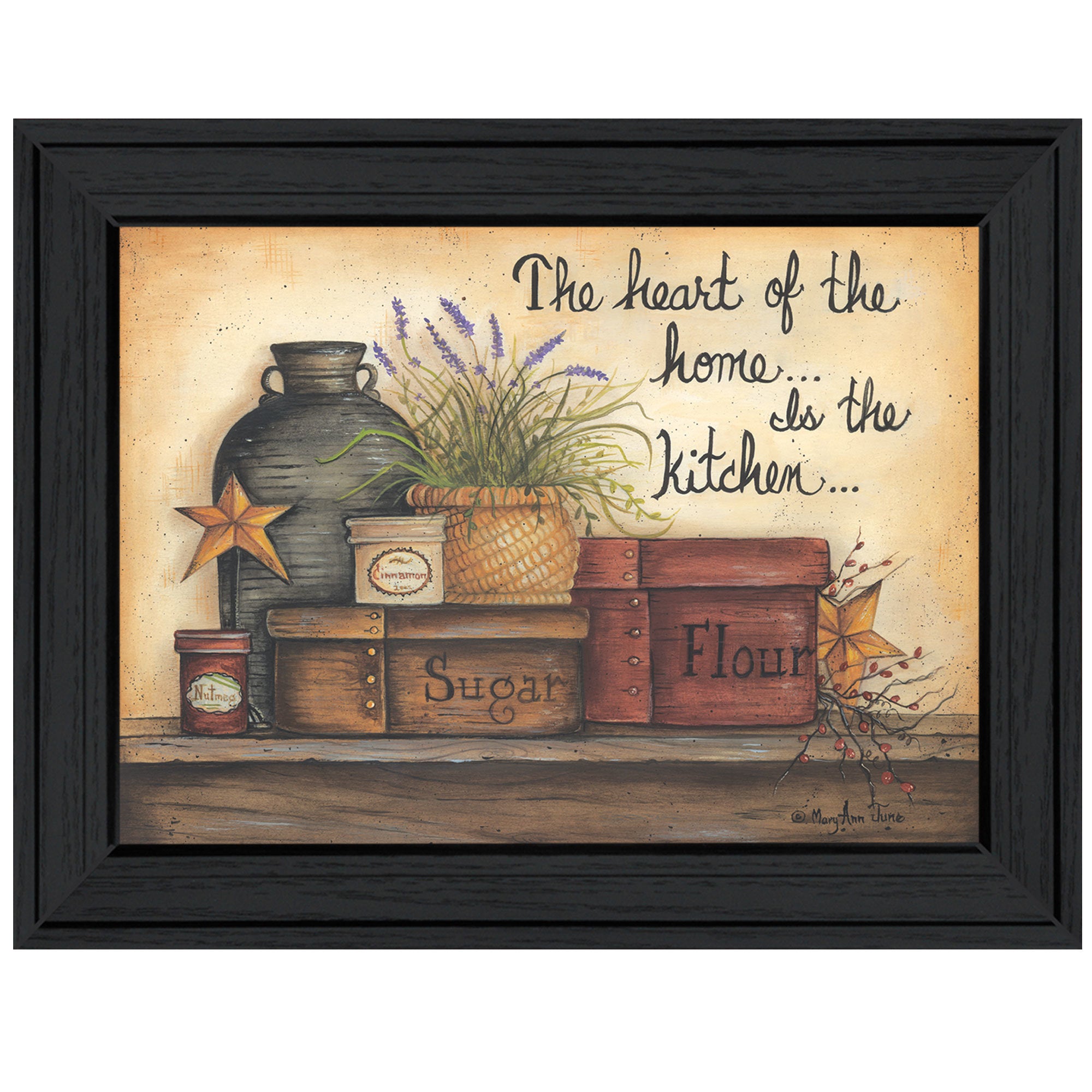 "Heart of the Home" By Mary June, Ready to Hang Framed Print, Black Frame