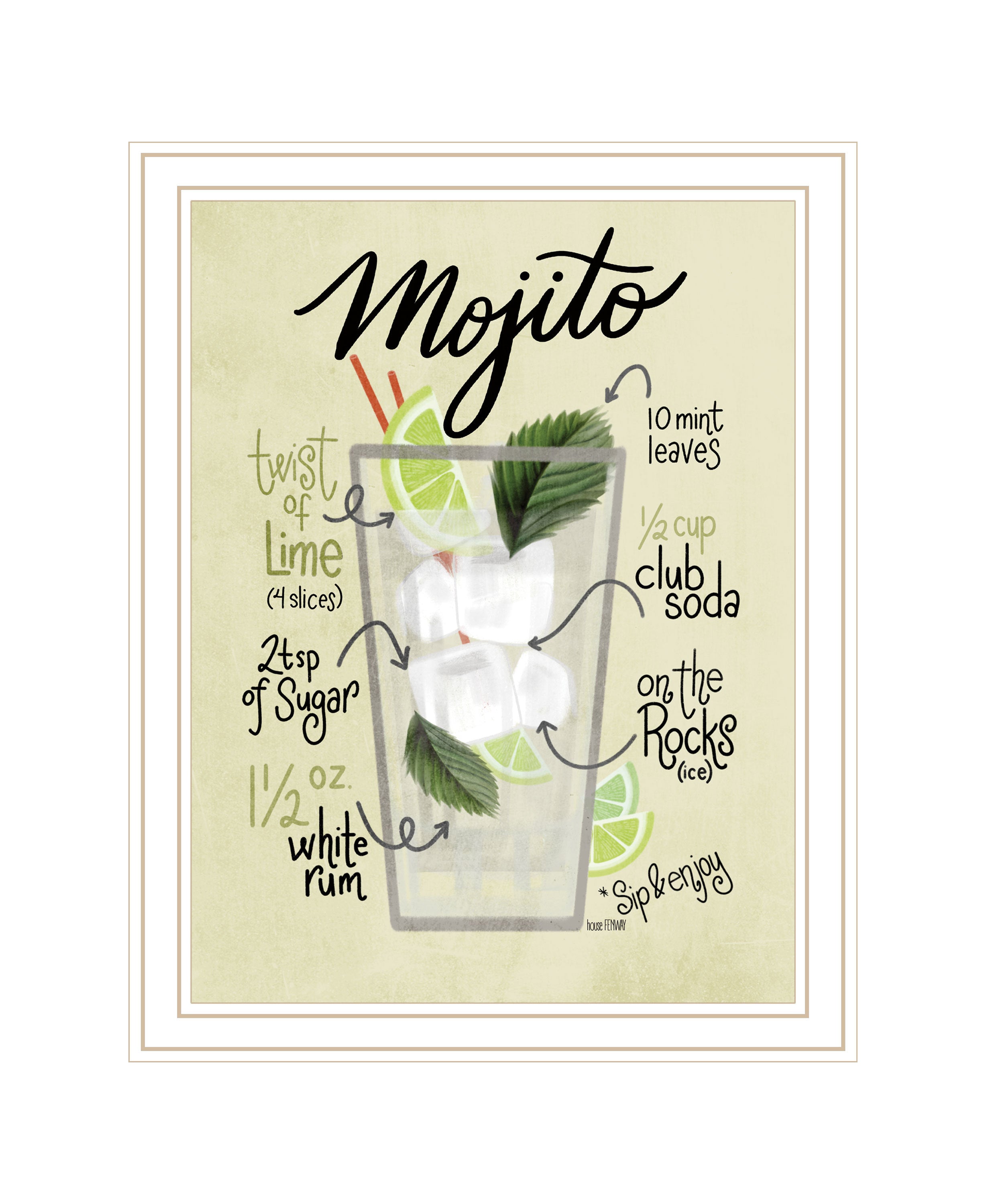 "Mojito" by House Fenway, Ready to Hang Framed Print, White Frame