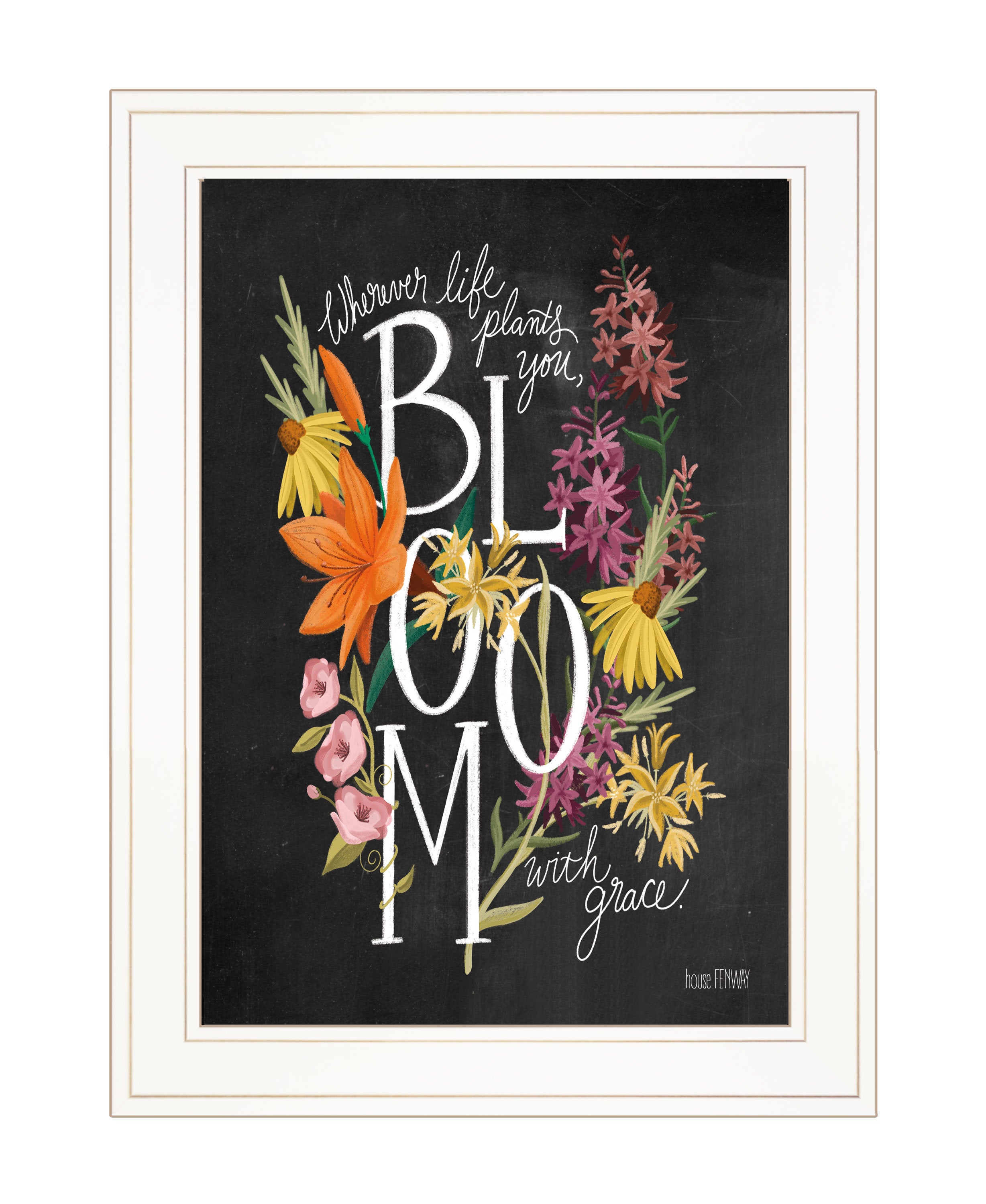 "Bloom with Grace" by House Fenway, Ready to Hang Framed Print, White Frame