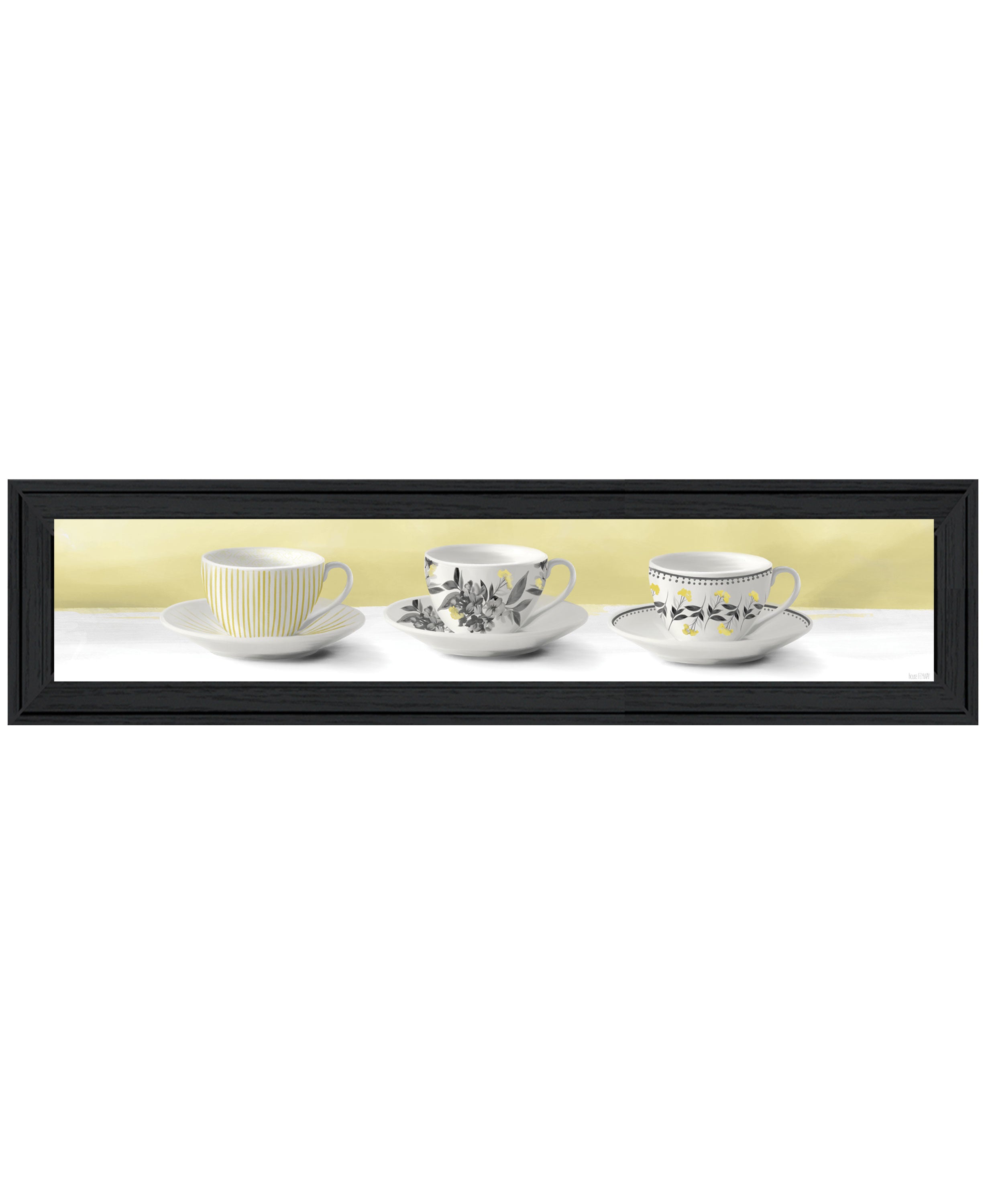 "Stack of Tea Cups -Yellow" by House Fenway, Ready to Hang Framed Print, Black Frame