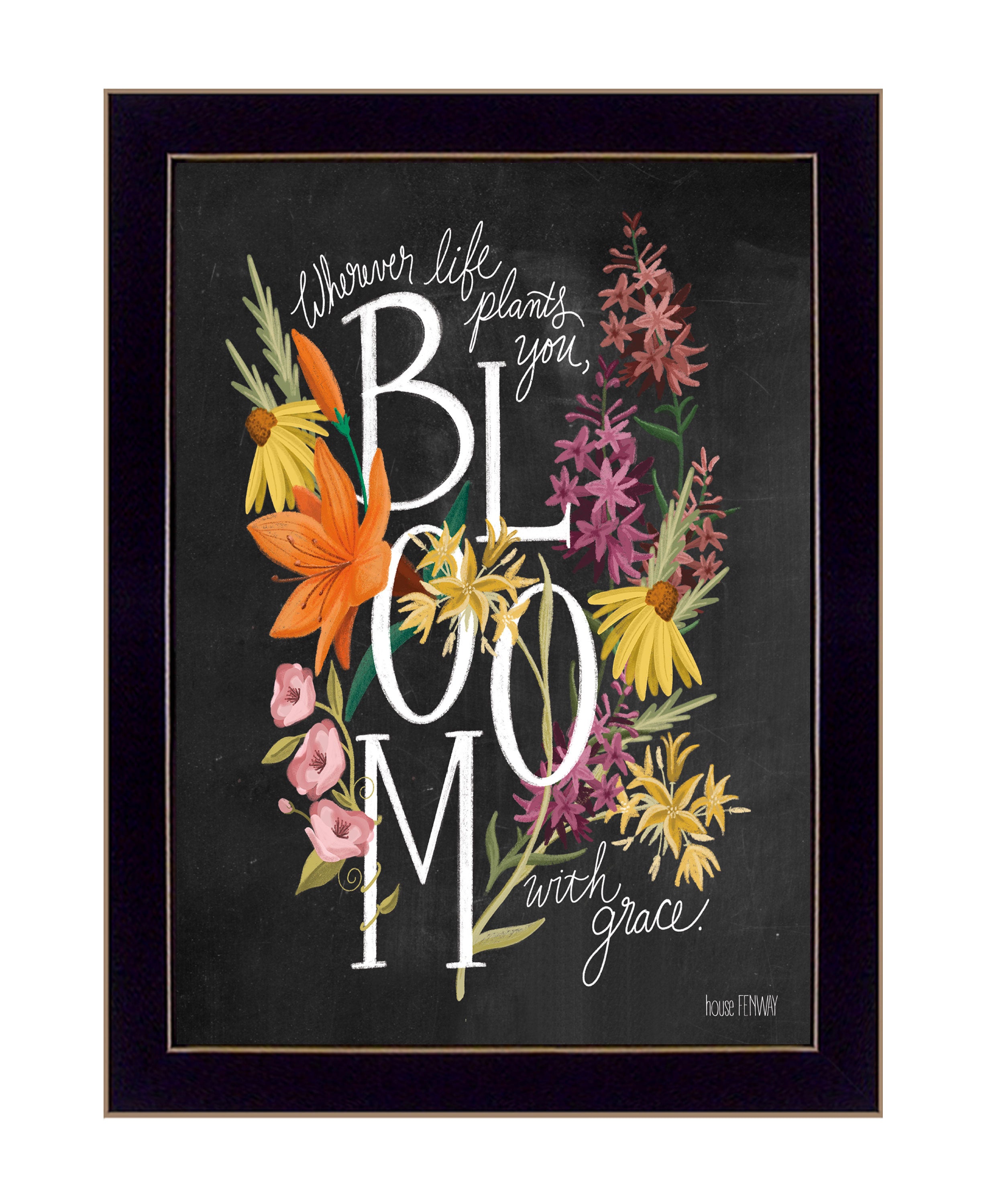 "Bloom with Grace" by HOUSE FENWAY , Ready to Hang Framed Print, Black Frame