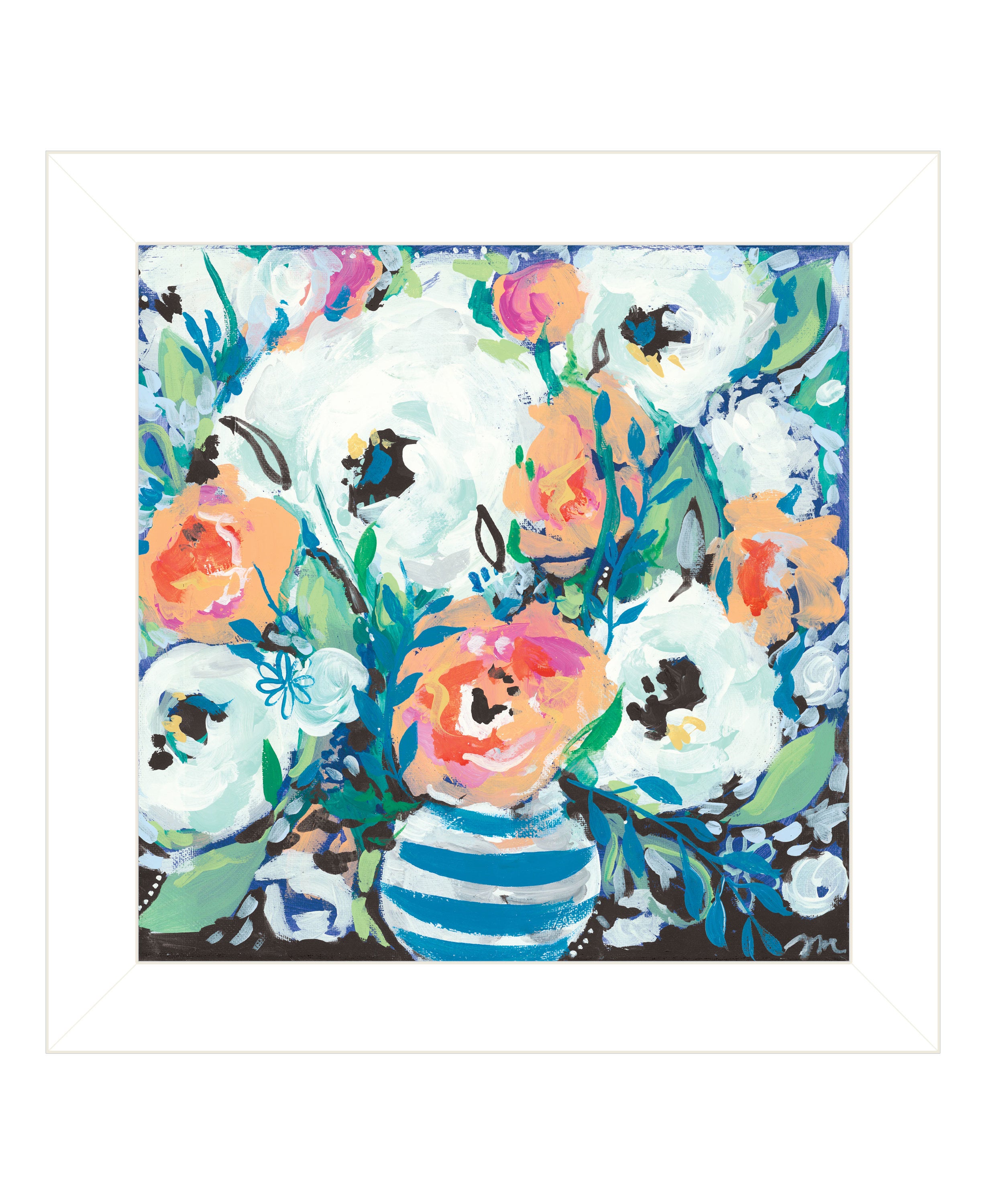 "Fancy Florals 1" by Jessica Mingo, Ready to Hang Framed Print, White Frame