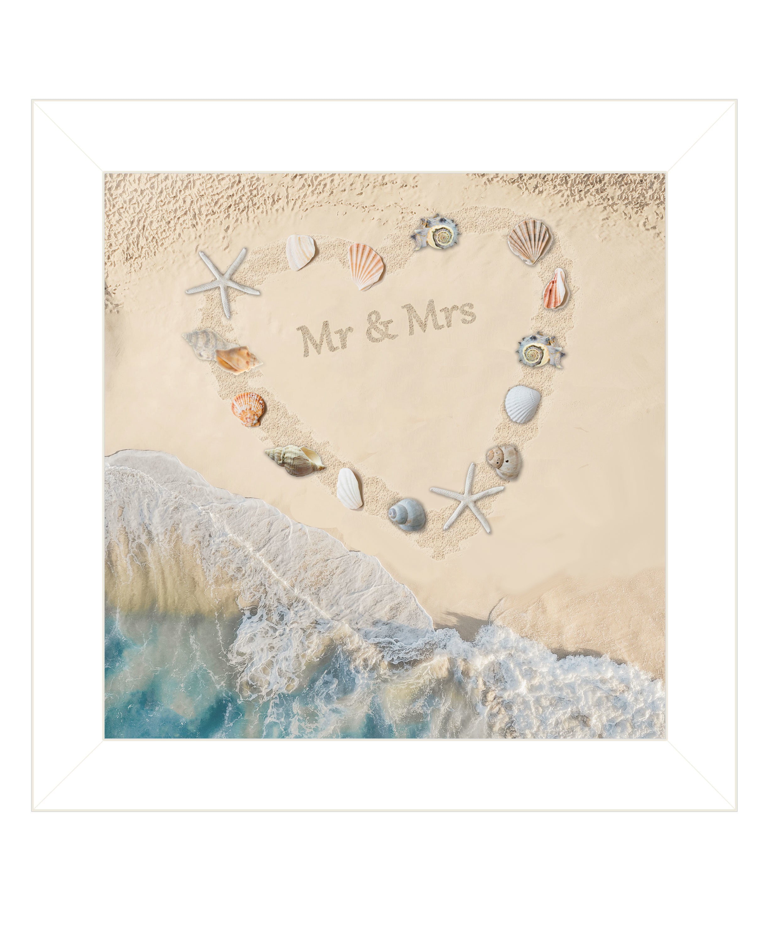 "Marriage is a Beach" by Trendy Decor 4U, Ready to Hang Framed Print, White Frame