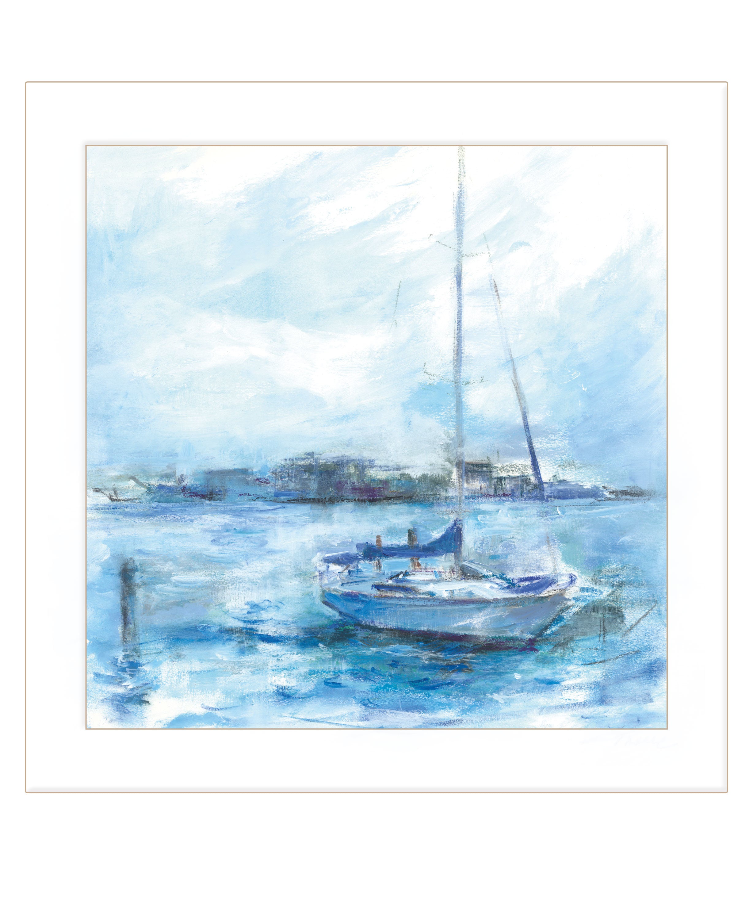 "Serenity Sloop" by Tracy Owen-Cullimore, Ready to Hang Framed Print, White Frame