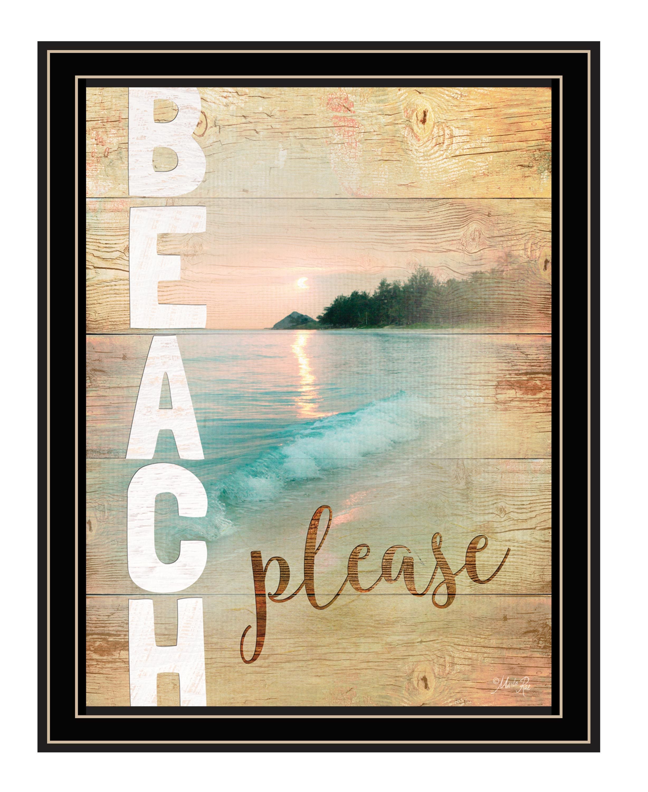 "Beach Please" by Marla Rae, Ready to Hang Framed Print, Black Frame