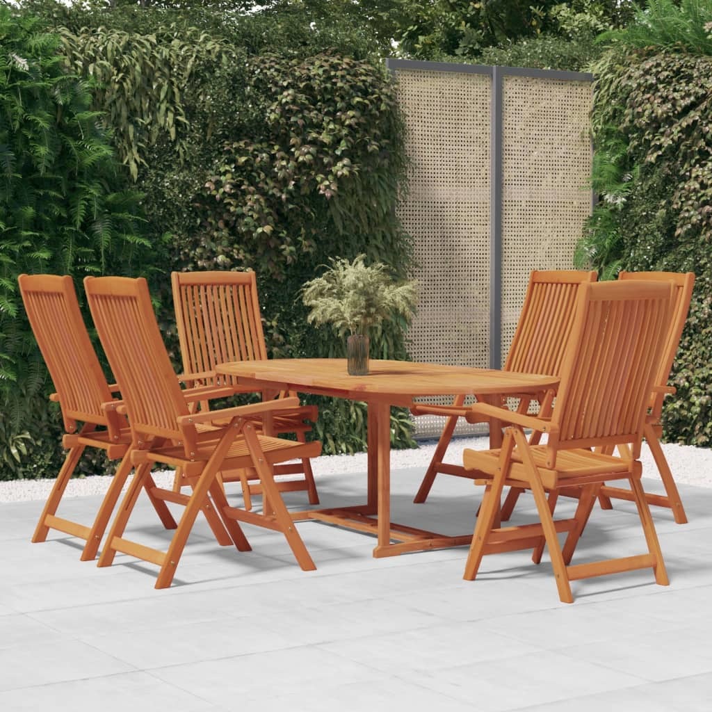 7 Piece Patio Dining Set Solid Wood Eucalyptus