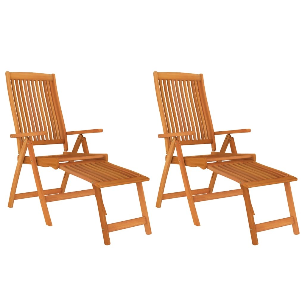 Folding Patio Chairs with Footrests 2 pcs Solid Wood Eucalyptus