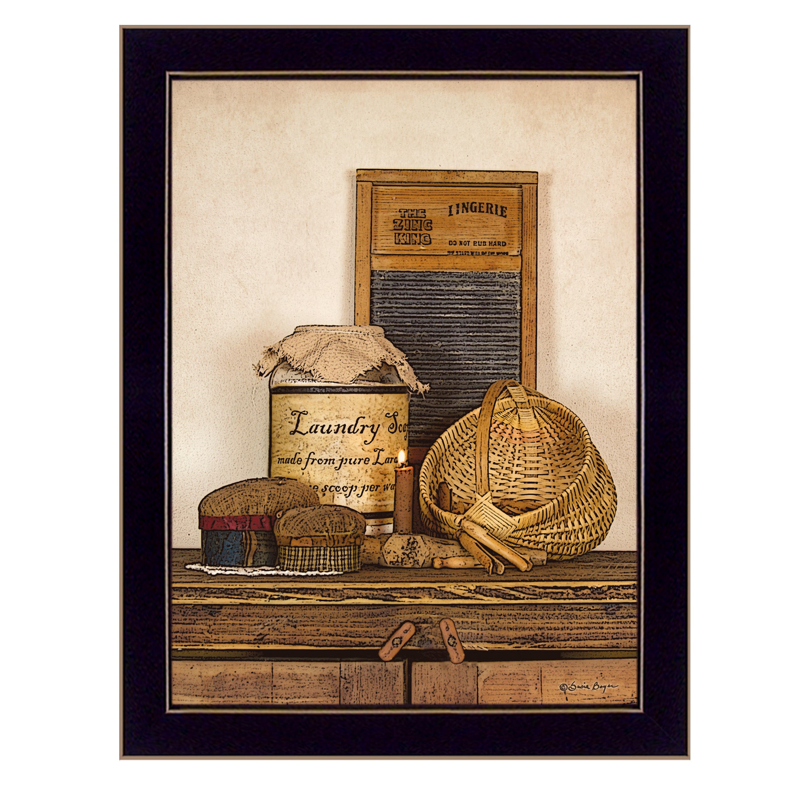 "Laundry Soap" by Artisan Susie Boyer, Ready to Hang Framed Print, Black Frame