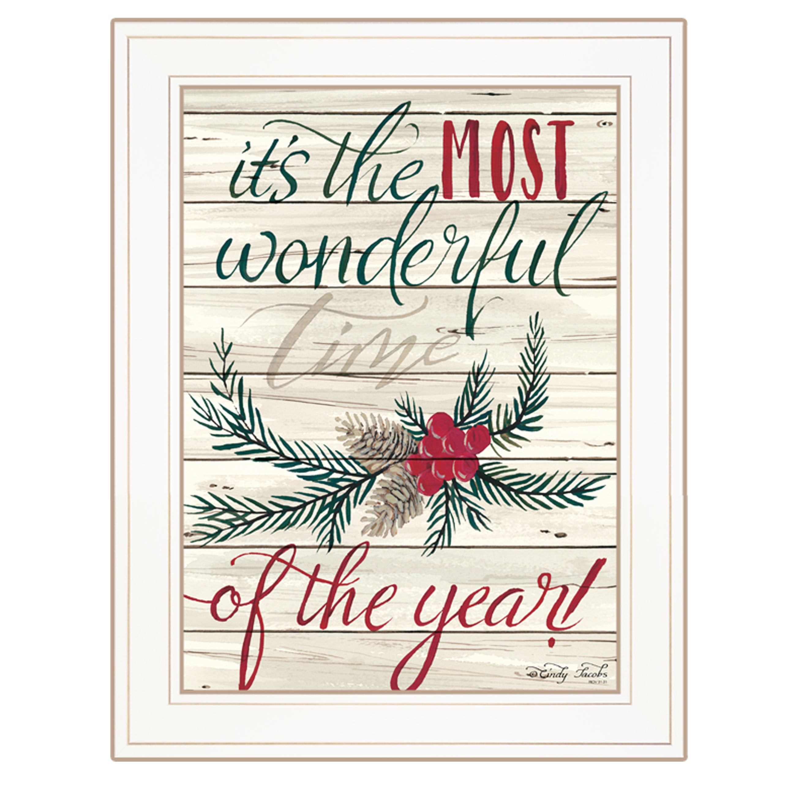 "The Most Wonderful Time" by Artisan Cindy Jacobs, Ready to Hang Framed Print, White Frame