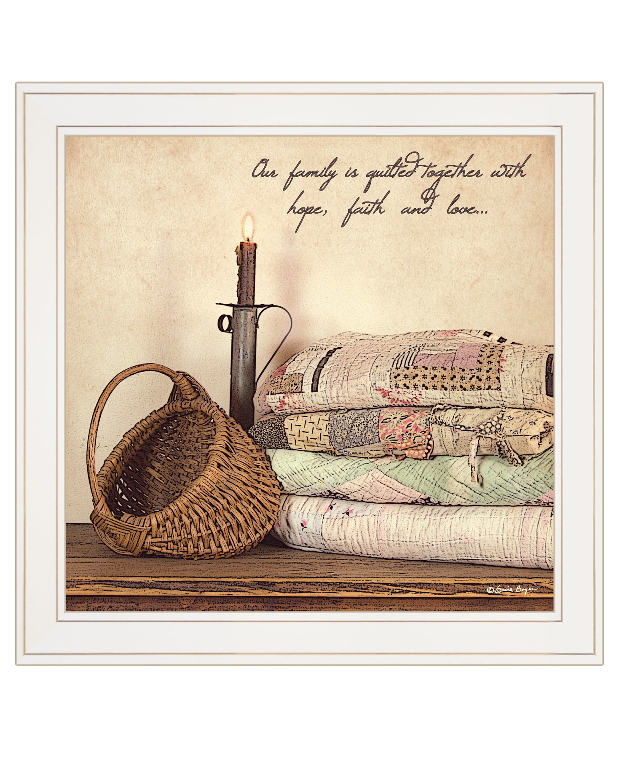 "Quilted Together" by Artisan Susie Boyer, Ready to Hang Framed Print, White Frame