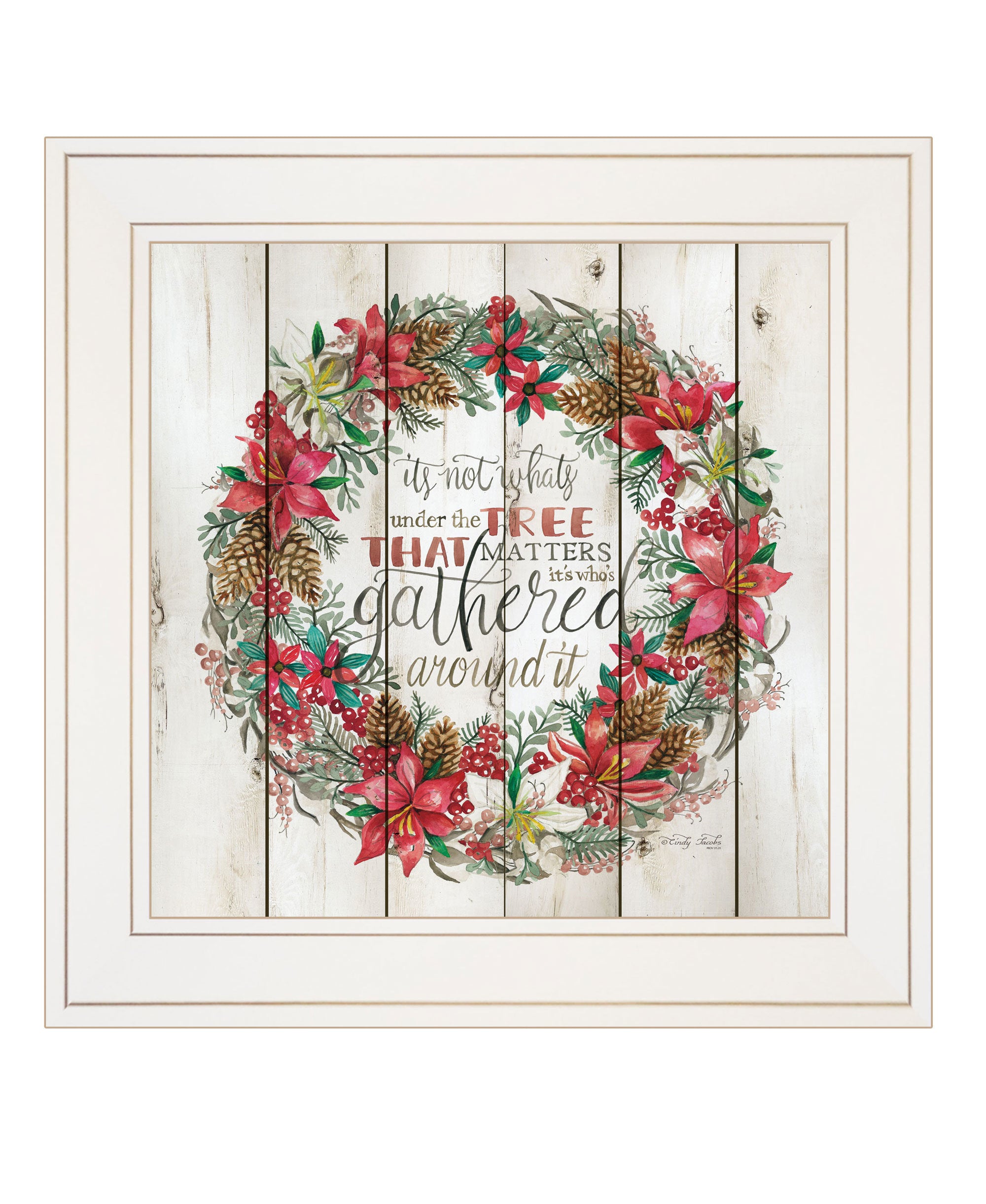 "Gathered Around the Tree" by Artisan Cindy Jacobs, Ready to Hang Framed Print, White Frame