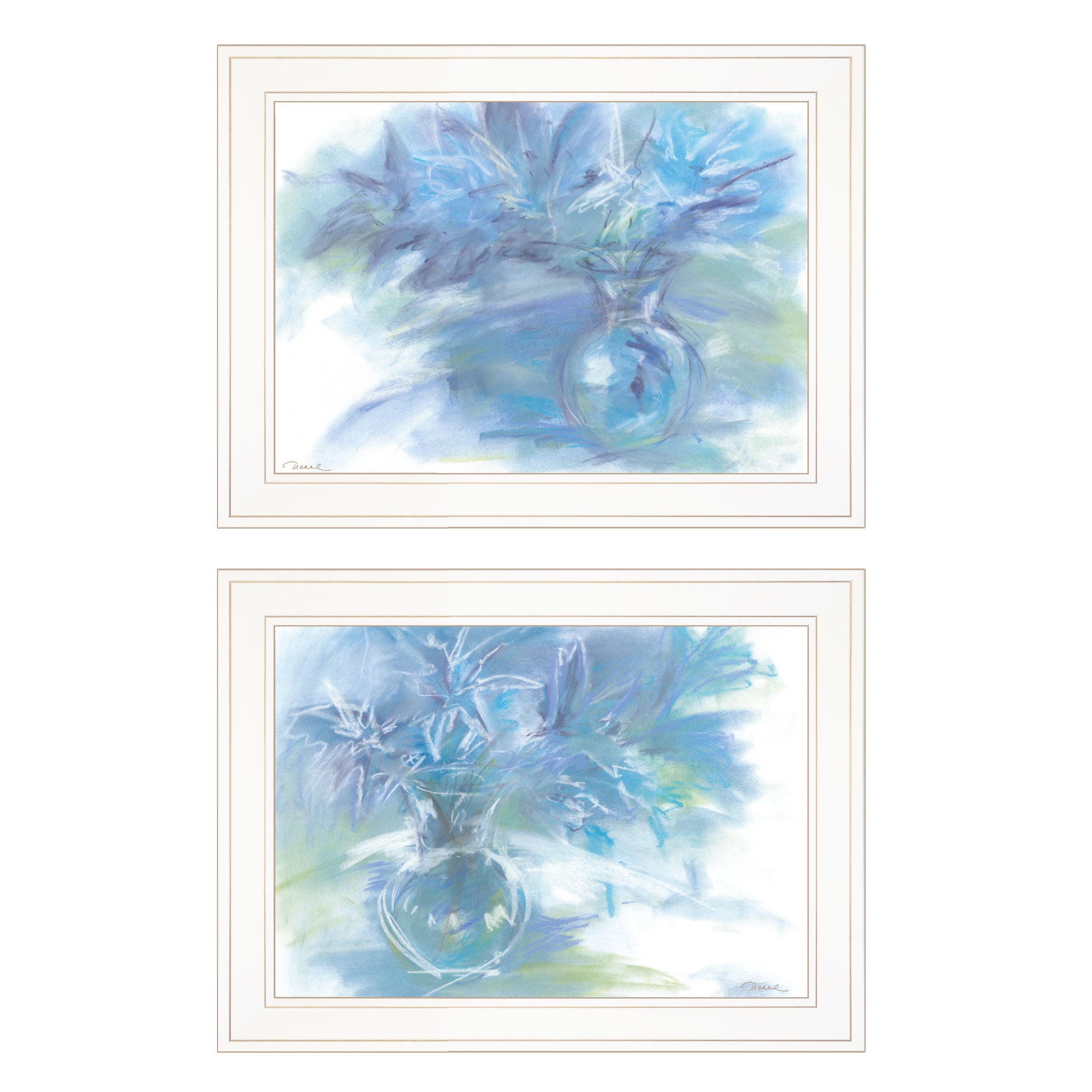 "Morning Glory" 2-Piece Vignette By Tracy Owen, Ready to Hang Framed Print, White Frame